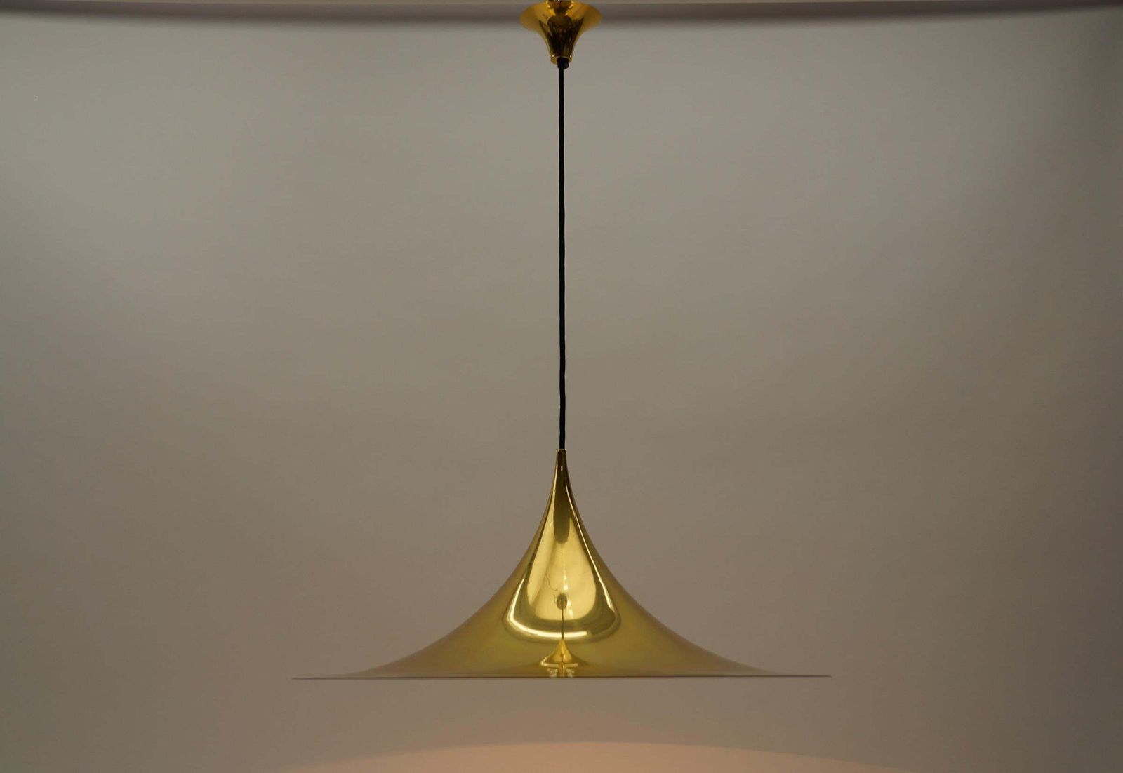 Large Gold Semi Pendant Lamp By Claus Bonderup & Torsten Thorup For Fog & Mørup photo for sale