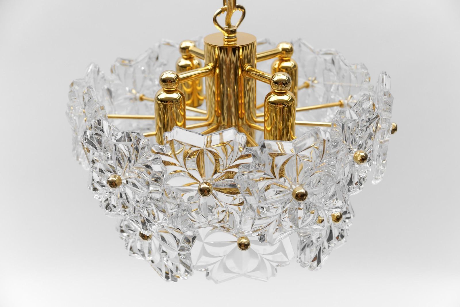 Lovely Floral Mid Century Modern Crystal Glass Chandelier By Sölken  1960s Germ photo buy