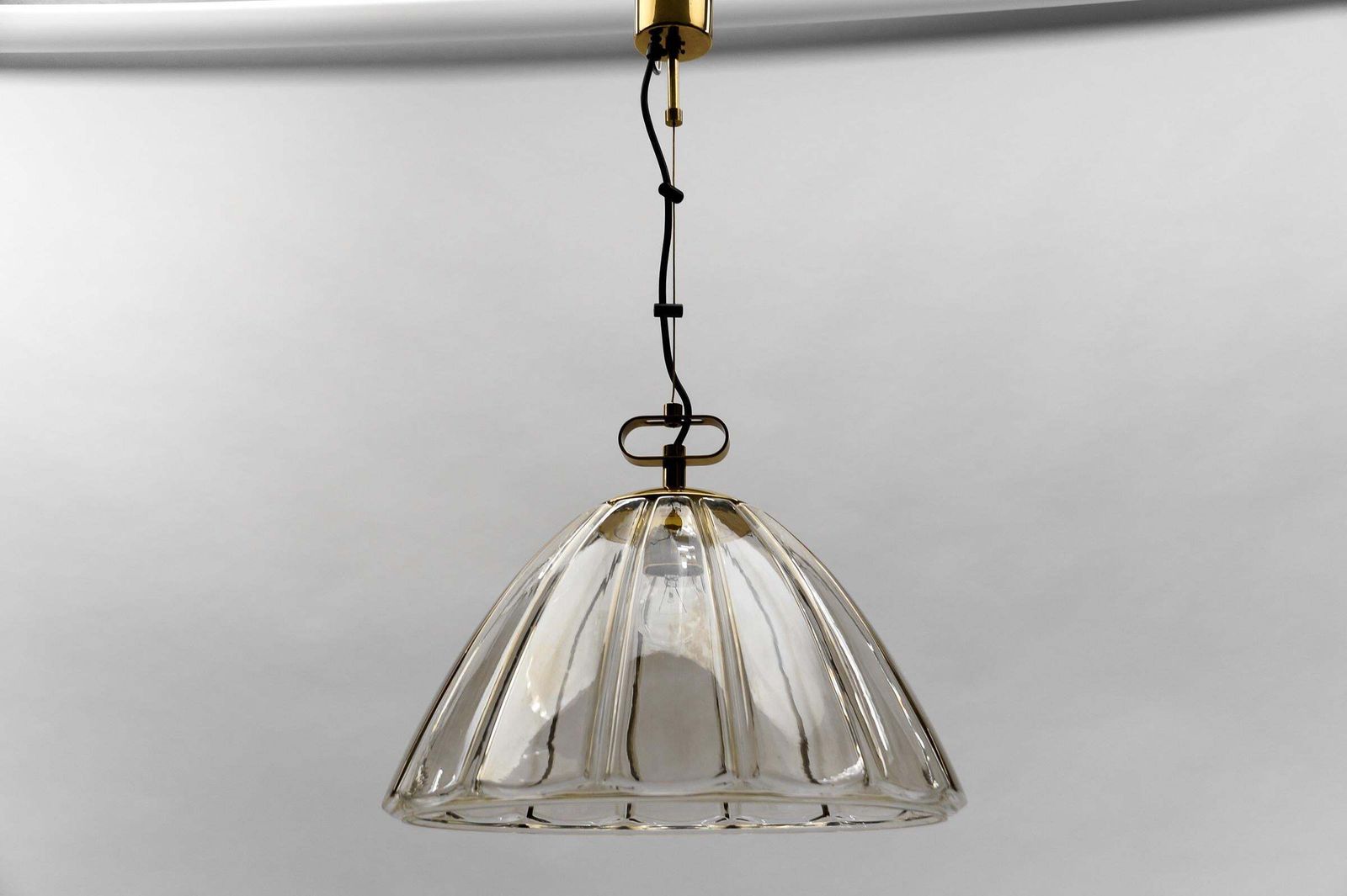 Elegant Mid Century Modern Smoked Glass Pendant Lamp By Limburg, 1960s Germany photo for sale