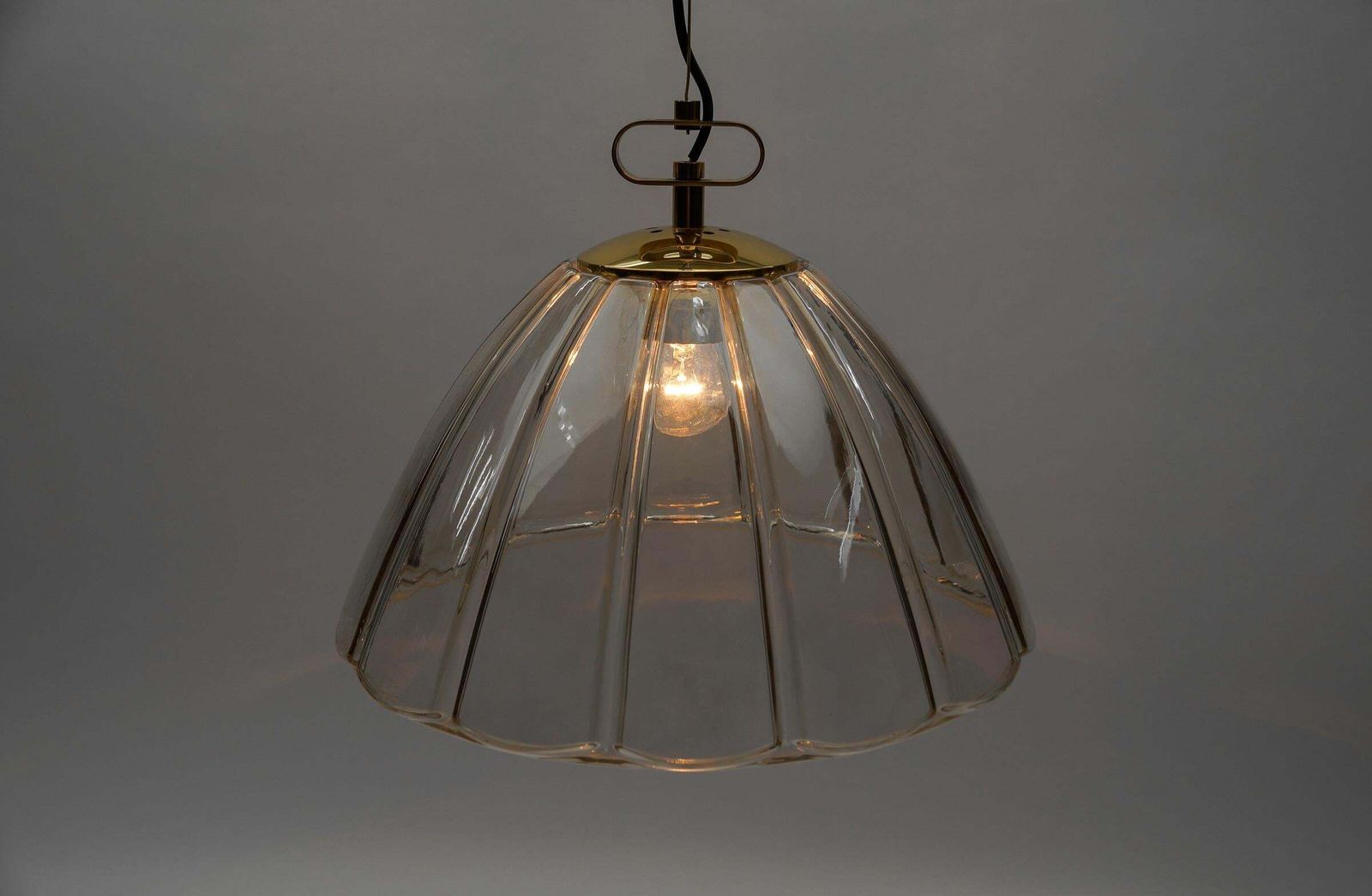 Elegant Mid Century Modern Smoked Glass Pendant Lamp By Limburg, 1960s Germany photo vinterior