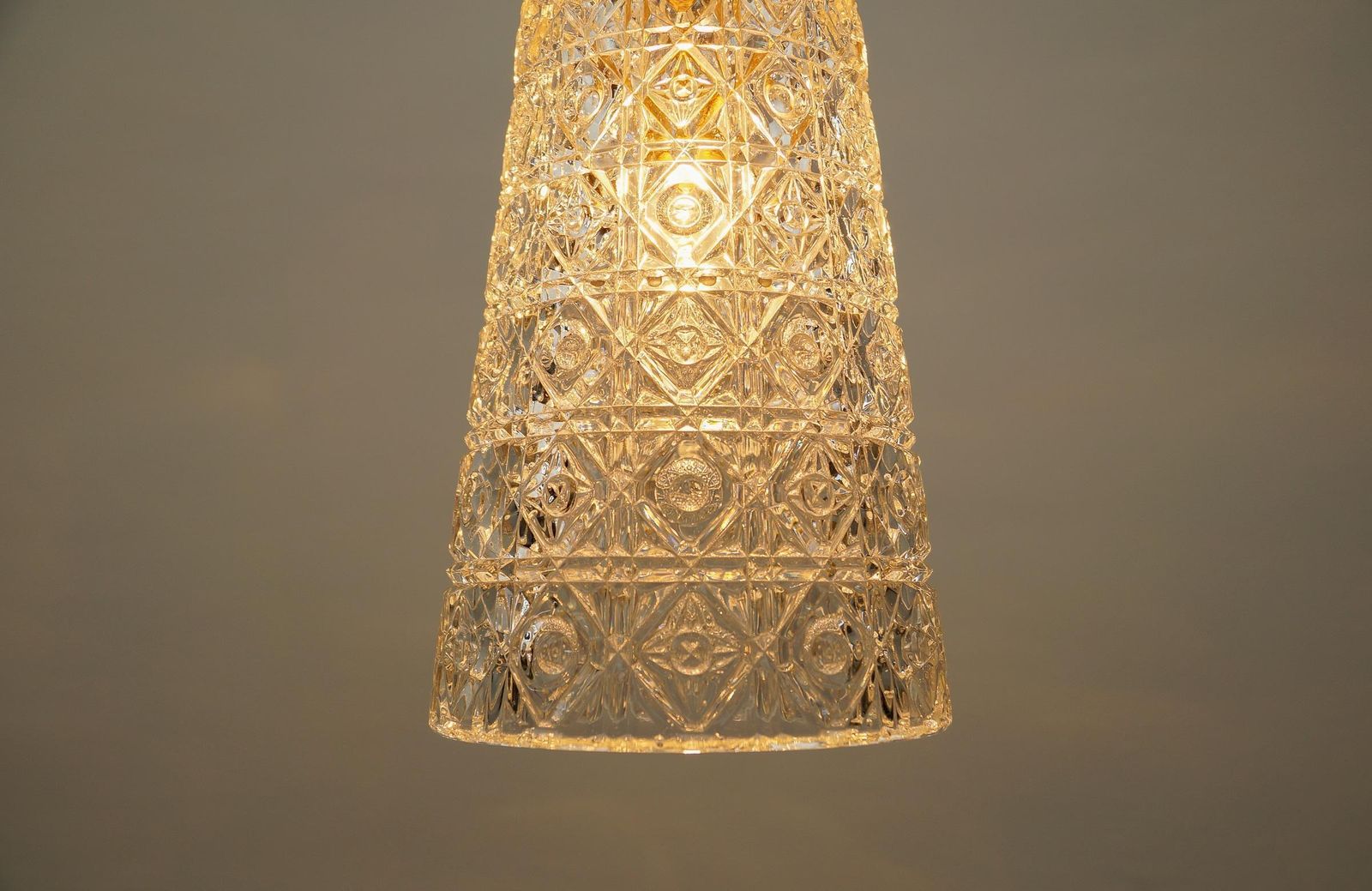 photo for sale Lovely Mid Century Modern Crystal Glass Pendant Lamp By Orrefors