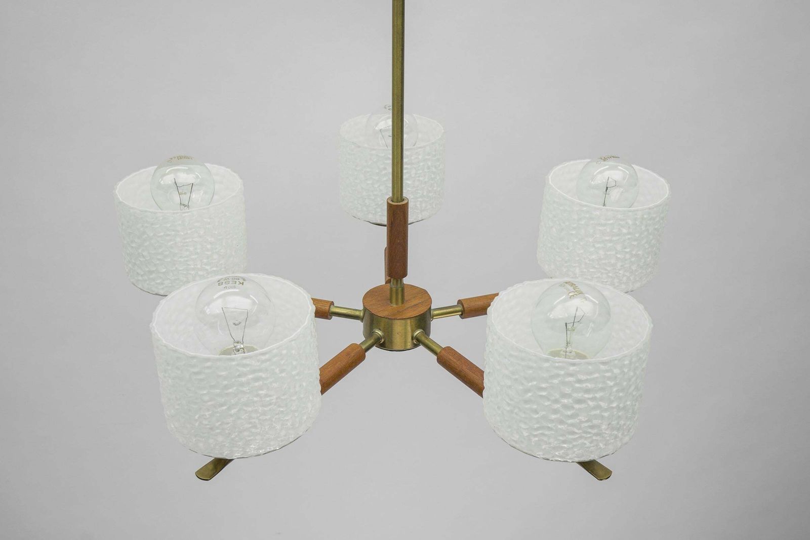 Rare Swedish Brass Lamp With White Glass Shades, 1960s photo buy