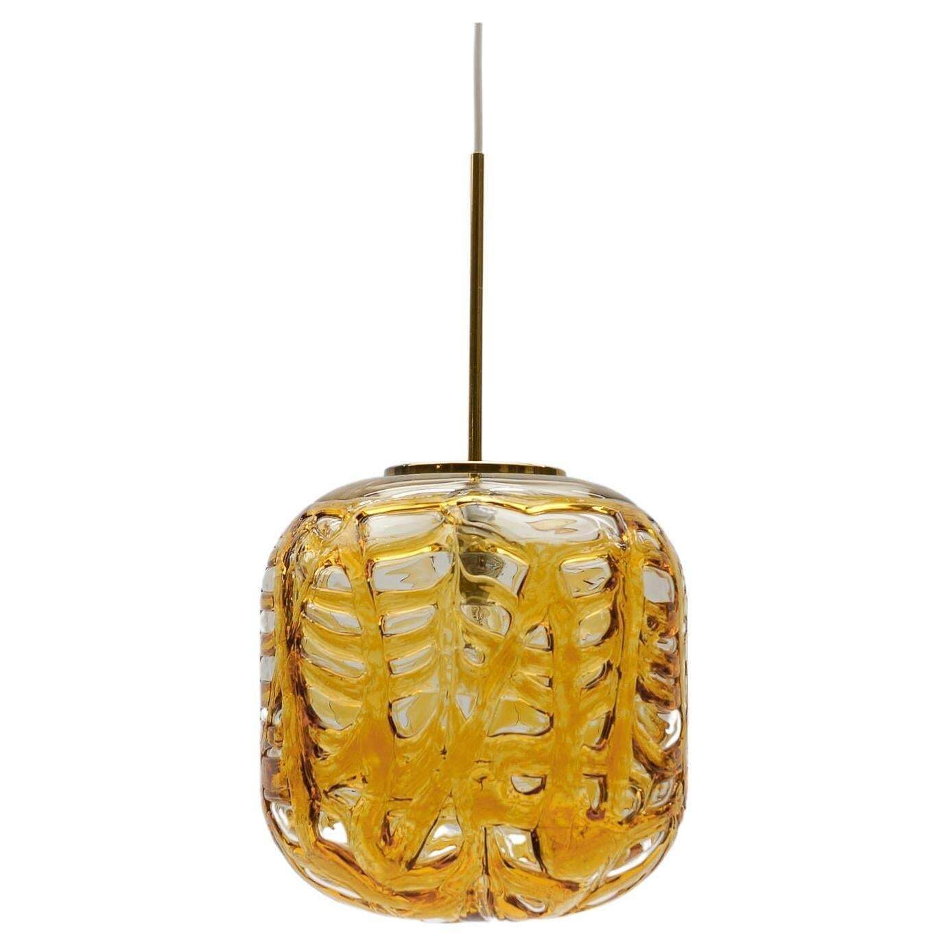 Large Oval Yellow Murano Glass Ball Pendant Lamp By Doria, 1960s Germany