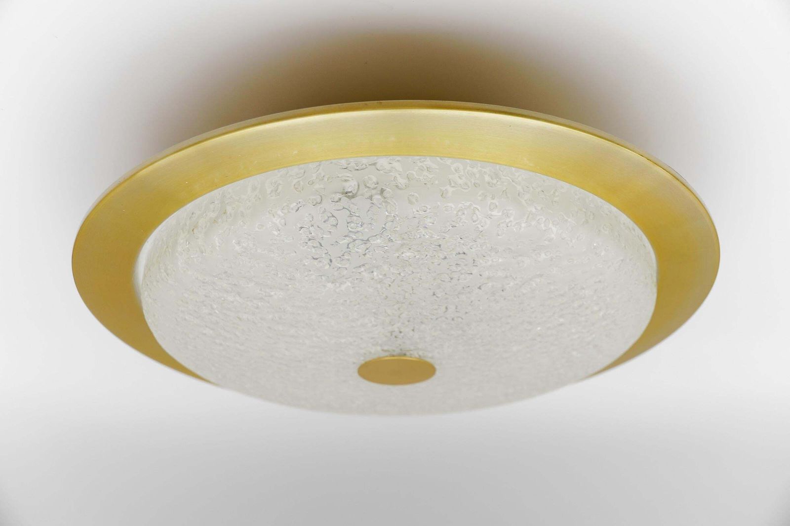 Huge And Elegant Frosted Ice Glass Flush Mount Light Or Wall Lamp, 1960s Germany photo furniture