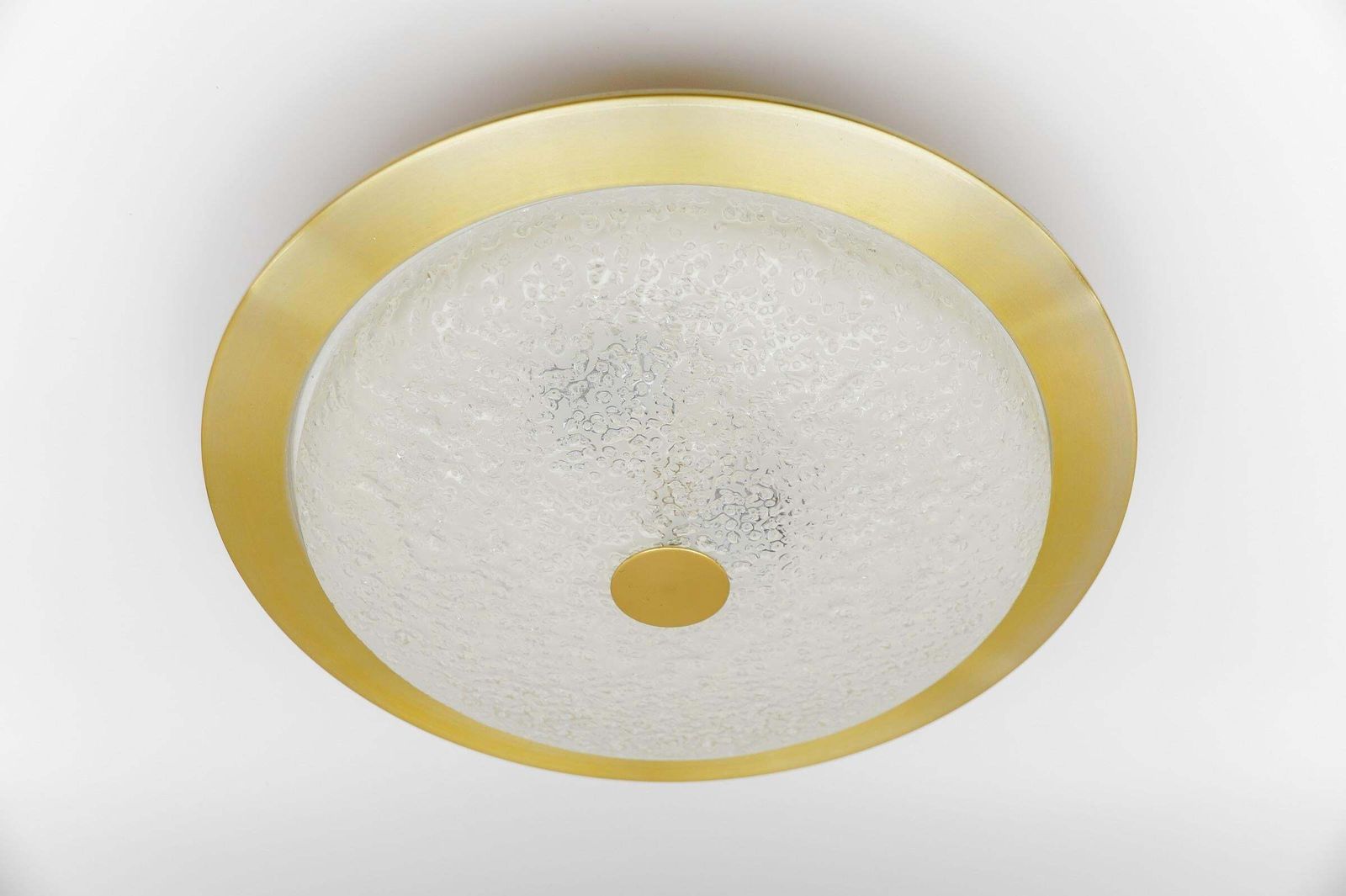 Huge And Elegant Frosted Ice Glass Flush Mount Light Or Wall Lamp, 1960s Germany photo Lighting