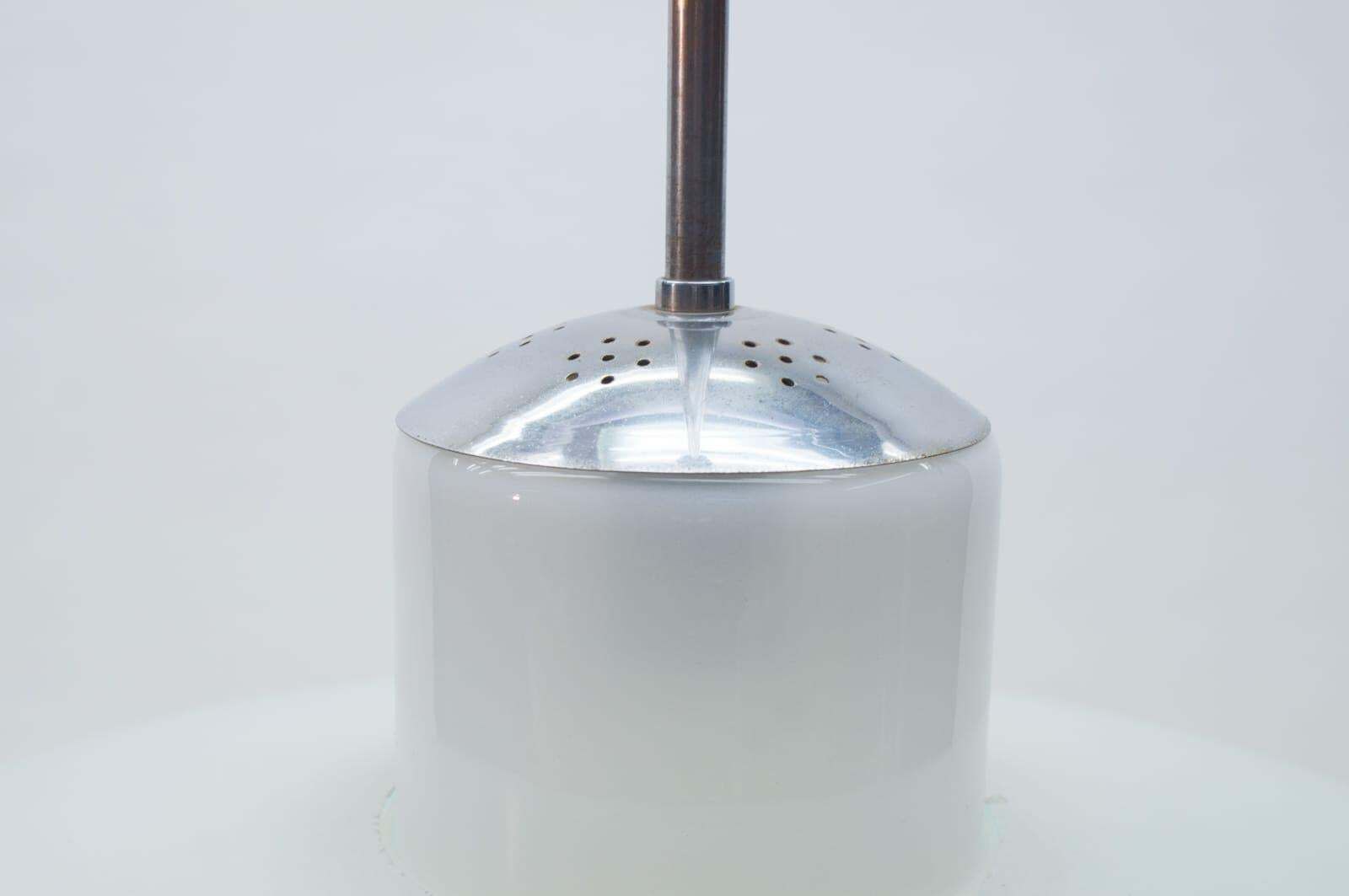 Lighting Bauhaus Double Opal And Frosted Glass Shade Ceiling Lamp From Doria, 1940s photo