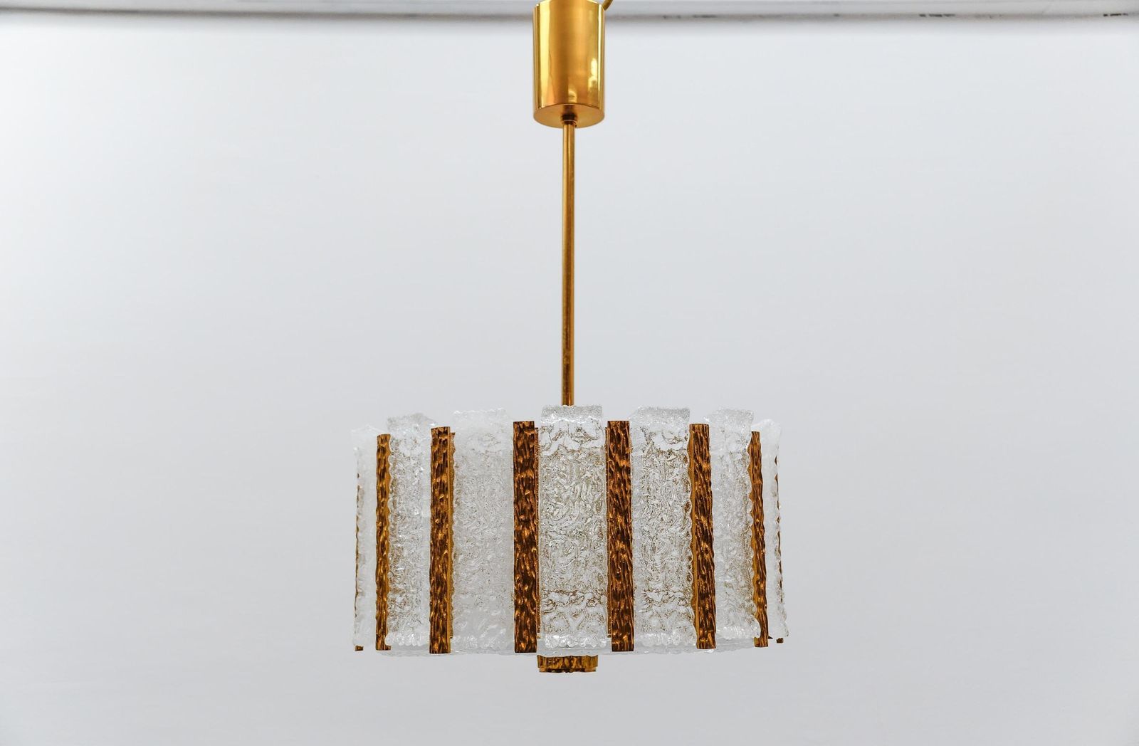 Elegant Ice Glass And Bronze Chendelier By J.T. Kamlar Franken Kg, 1960s Austria photo for sale