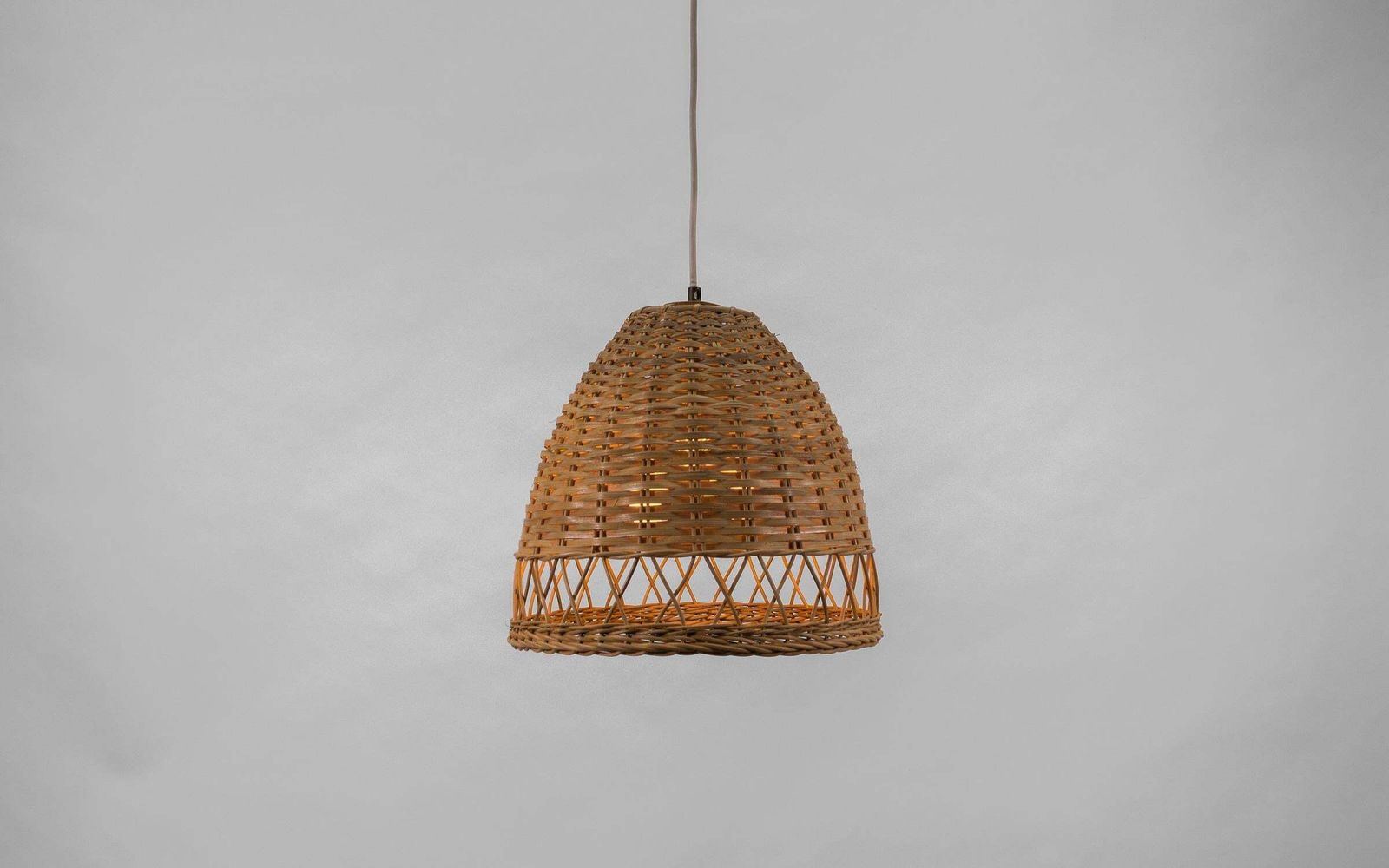 Lovely Mid Century Modern Wicker Pendant Lamp, 1960s Italy photo vintage