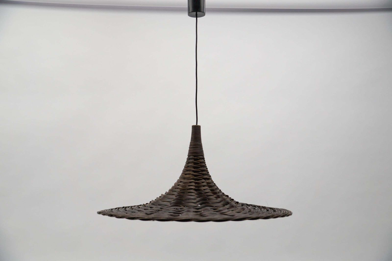 Lovely Mid Century Modern Rattan Wicker Tulip Ceiling Lamp, 1960s photo 1571.0