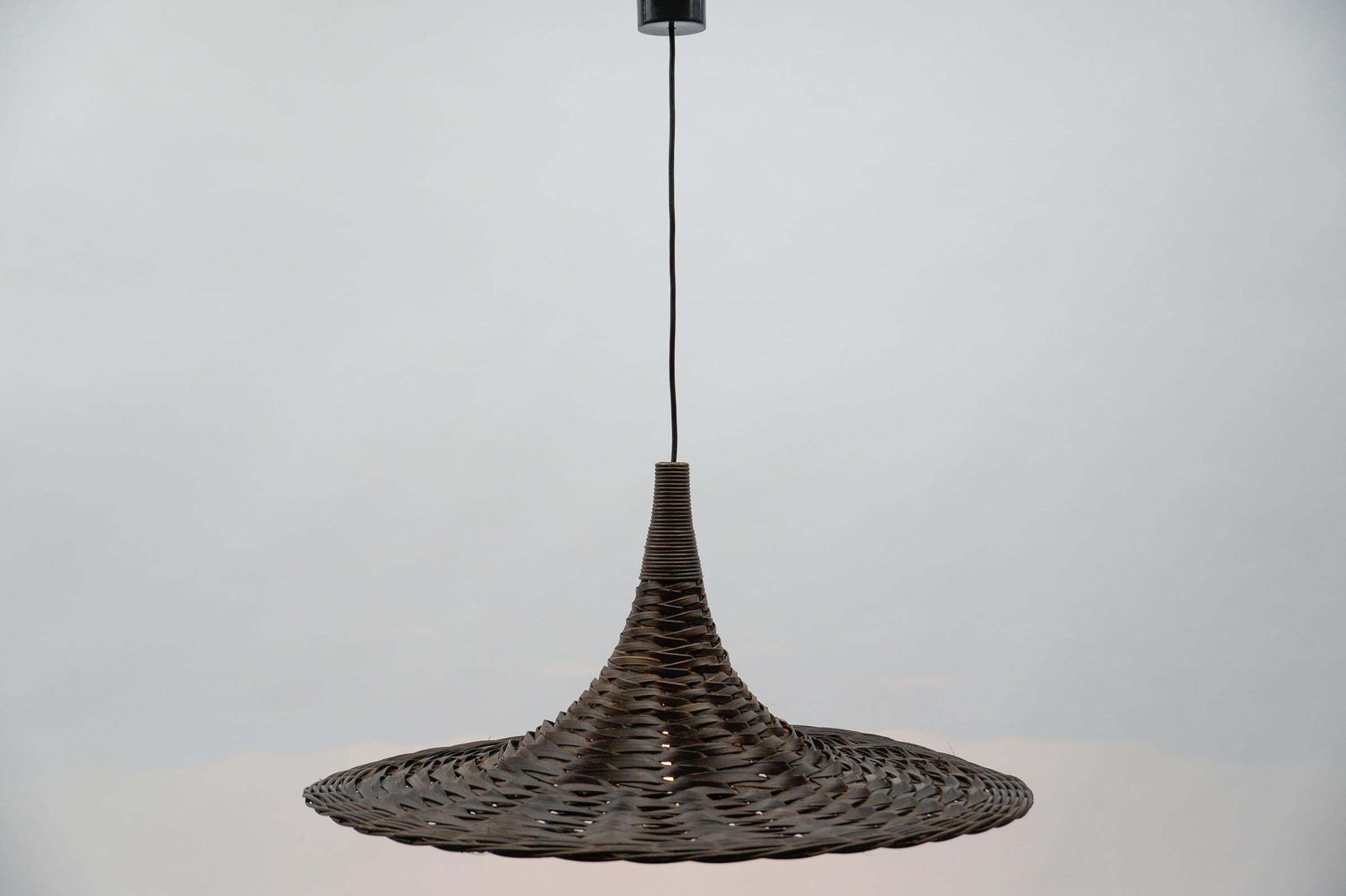 Lovely Mid Century Modern Rattan Wicker Tulip Ceiling Lamp, 1960s photo buy
