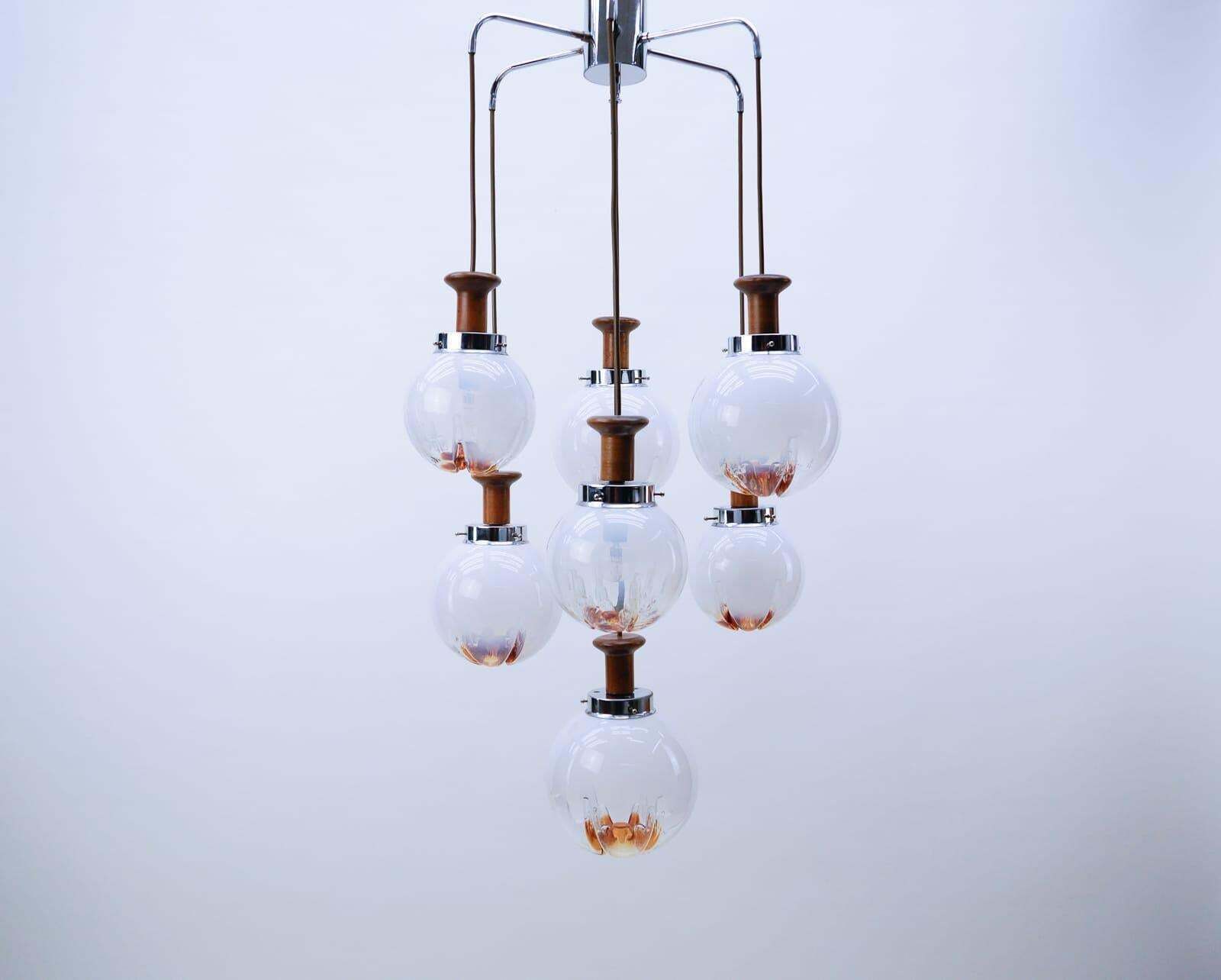 photo furniture Very Rare Mazzega Murano Glass Cascading Lamp From Italy, 1960s