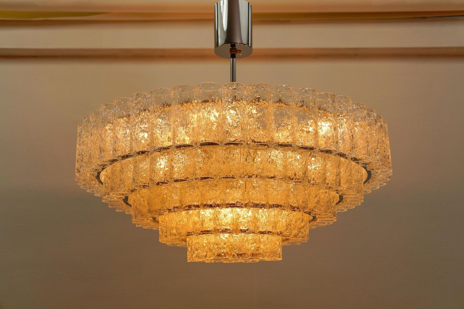 Exravagant German 5 Tiered Ice Glass Chandelier By Doria Leuchten, 1960s photo Lighting