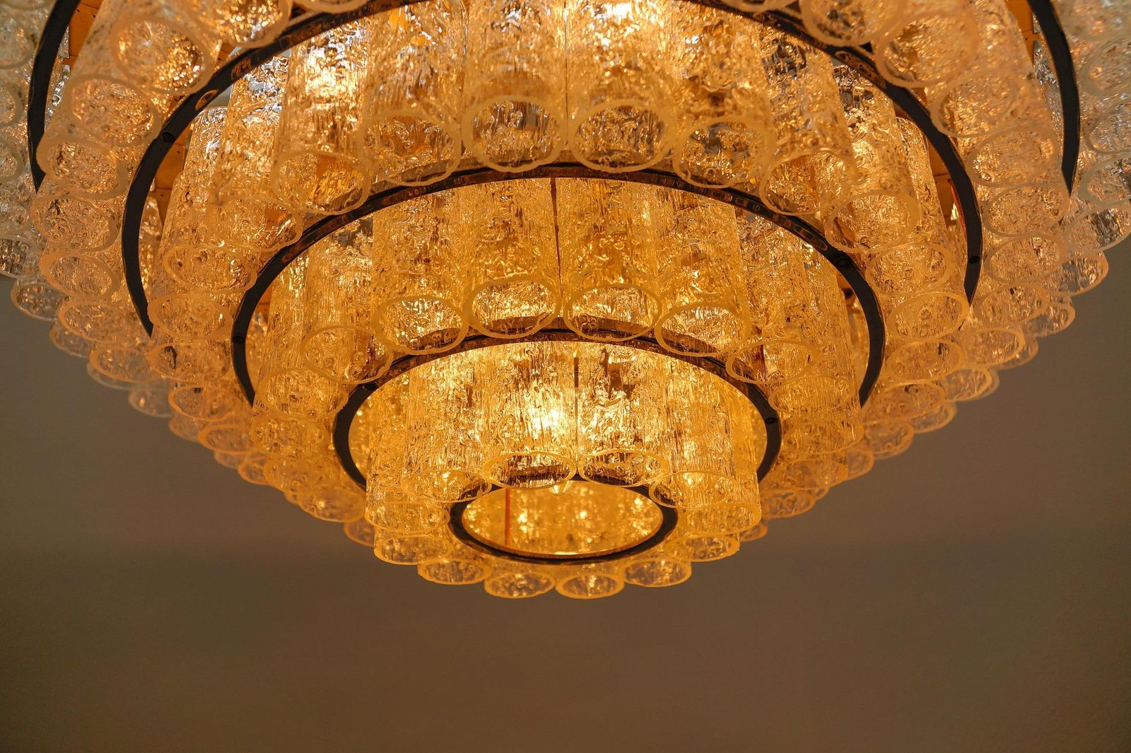 photo furniture Exravagant German 5 Tiered Ice Glass Chandelier By Doria Leuchten, 1960s