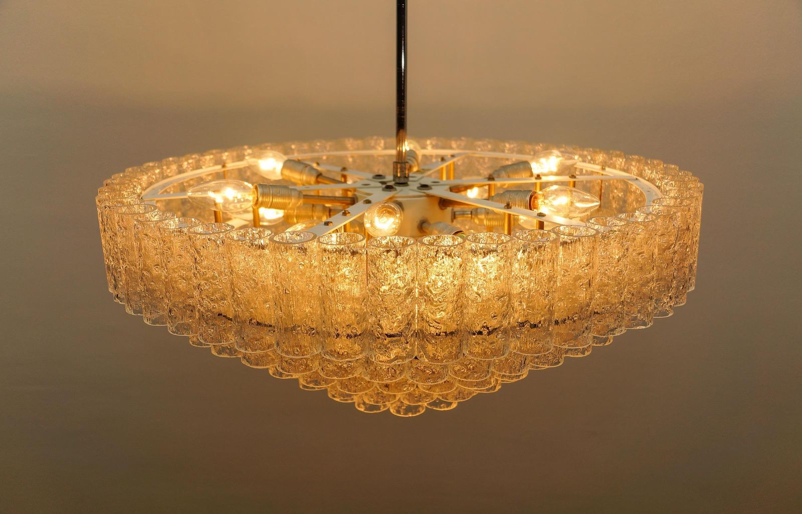 Lighting Exravagant German 5 Tiered Ice Glass Chandelier By Doria Leuchten, 1960s photo