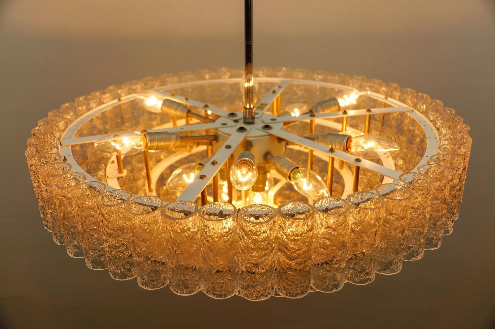 photo vinterior Exravagant German 5 Tiered Ice Glass Chandelier By Doria Leuchten, 1960s