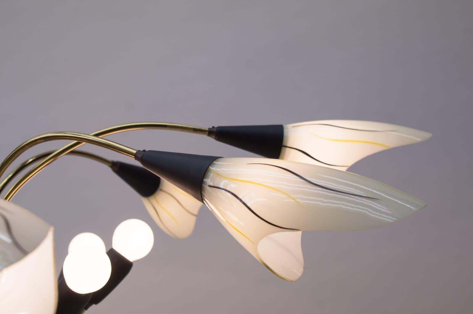 Mid Century Modern 16 Armed Brass And Glass Sputnik Lamp, 1950s photo buy