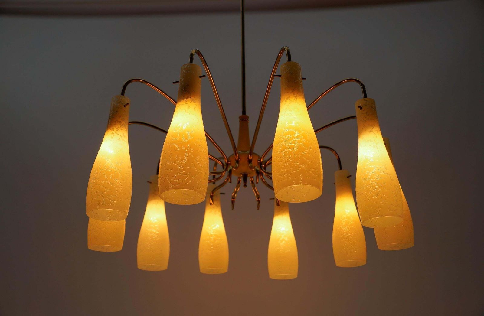 photo for sale Brass & Glass Sputnik Chandelier With 10 Lights, 1950s Italy