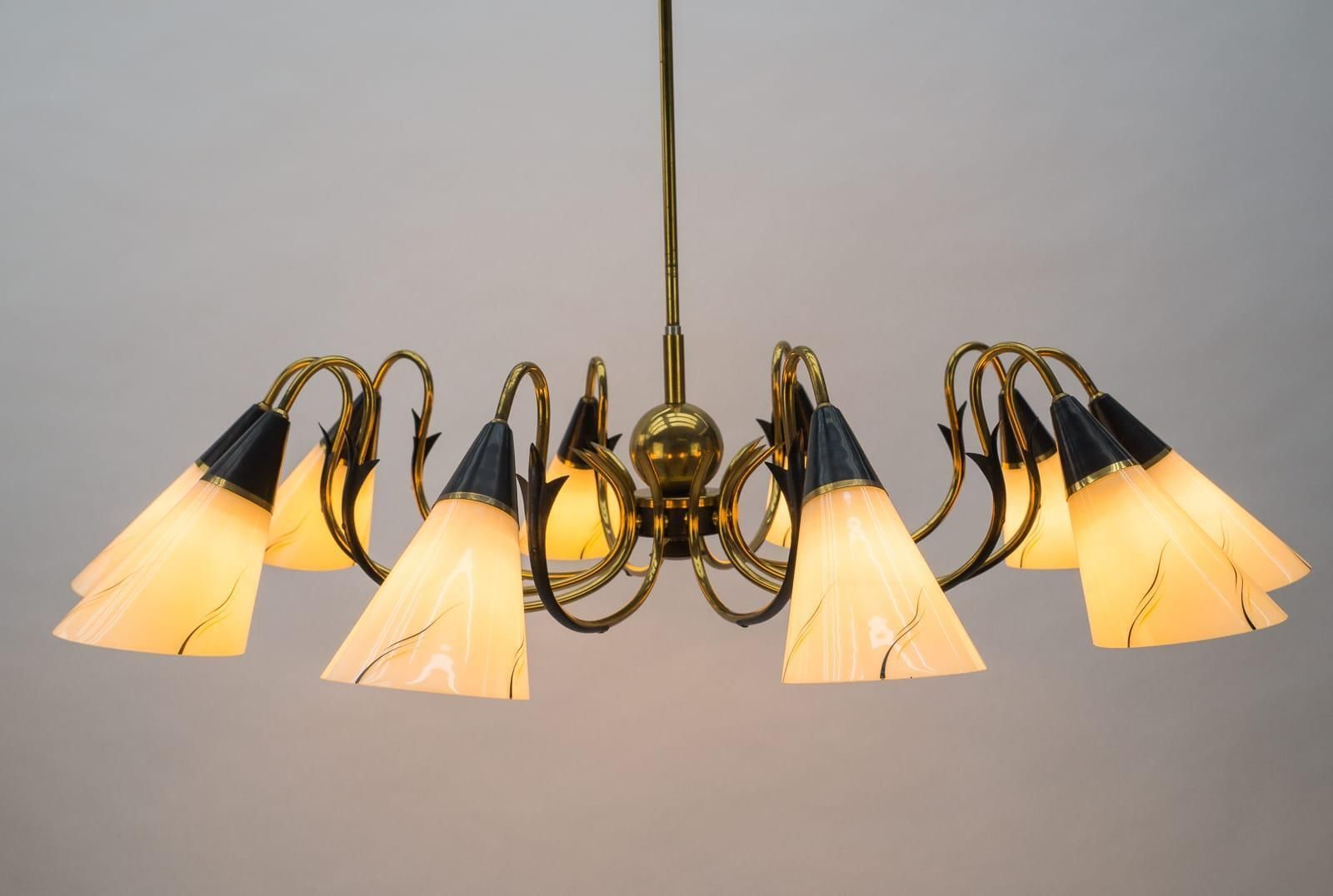 Italian Brass & Glass Sputnik Chandelier With 10 Lights, 1950s photo for sale