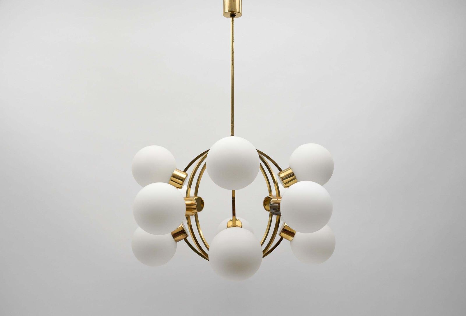 Large Mid Century Modern Orbit Or Sputnik Lamp With 12 Opaline Glass Balls photo for sale