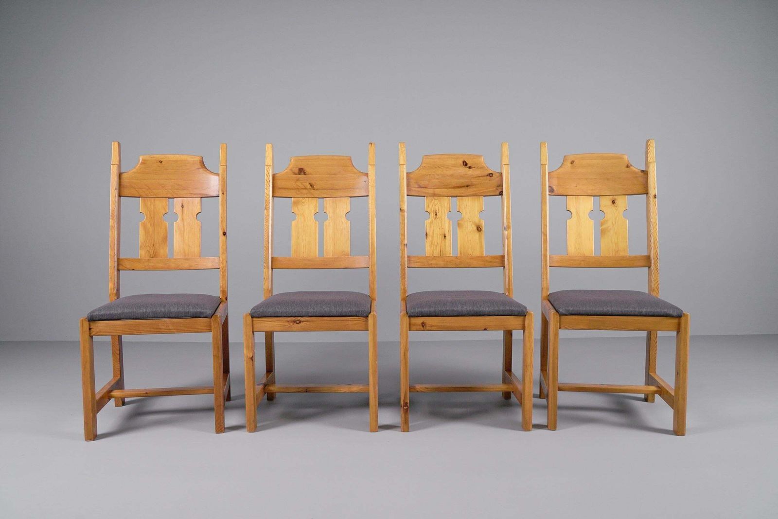 Set Of 4 Swedish Pine Chairs By Gilbert Marklund For Furusnickarn Ab, 1970s photo furniture