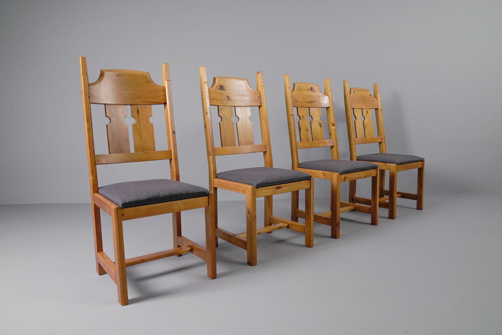 Set Of 4 Swedish Pine Chairs By Gilbert Marklund For Furusnickarn Ab, 1970s photo Furniture