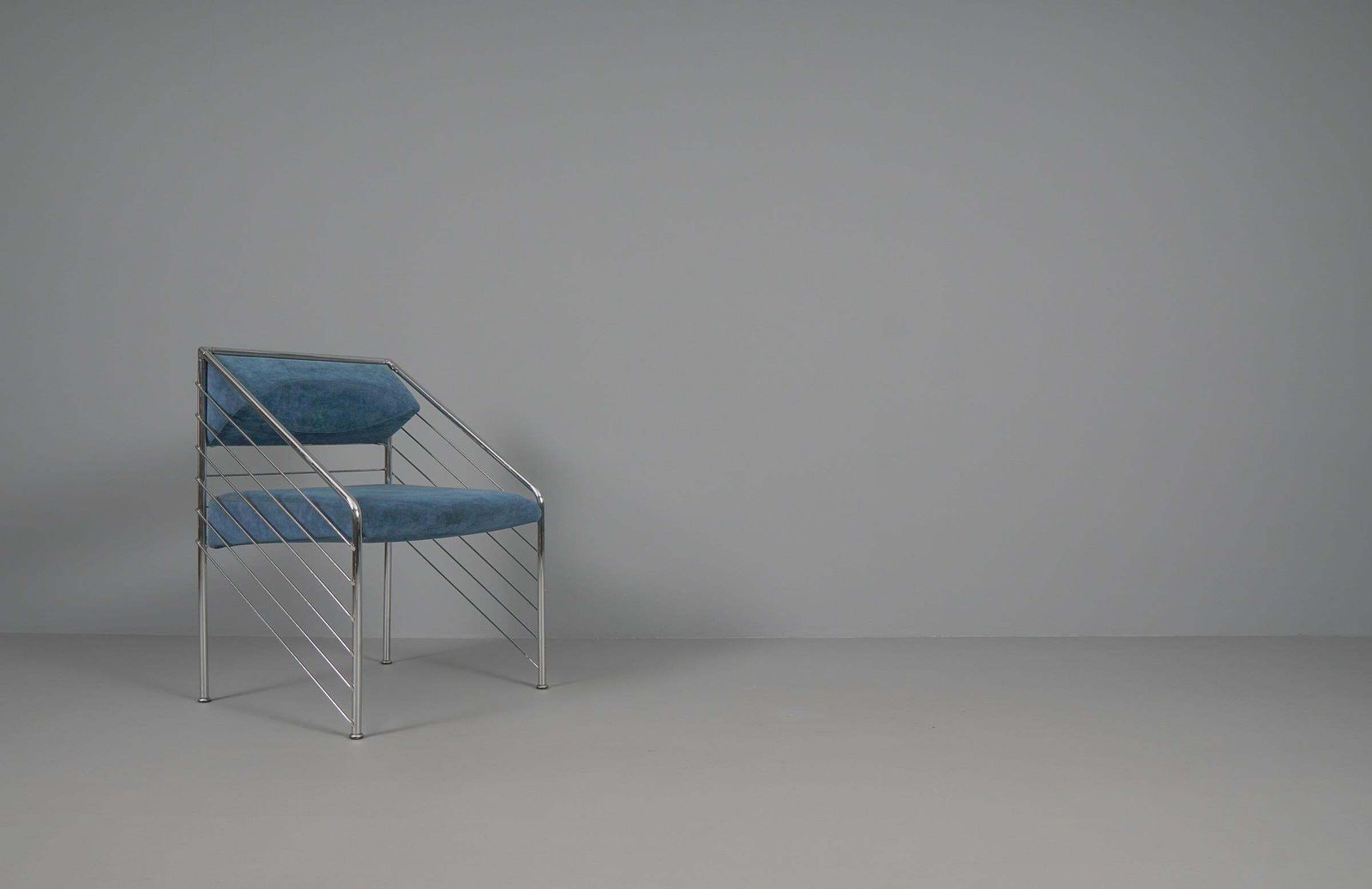 Rare Italian Armchair In Upholstery Fabric And Chrome Frame, 1970s photo furniture