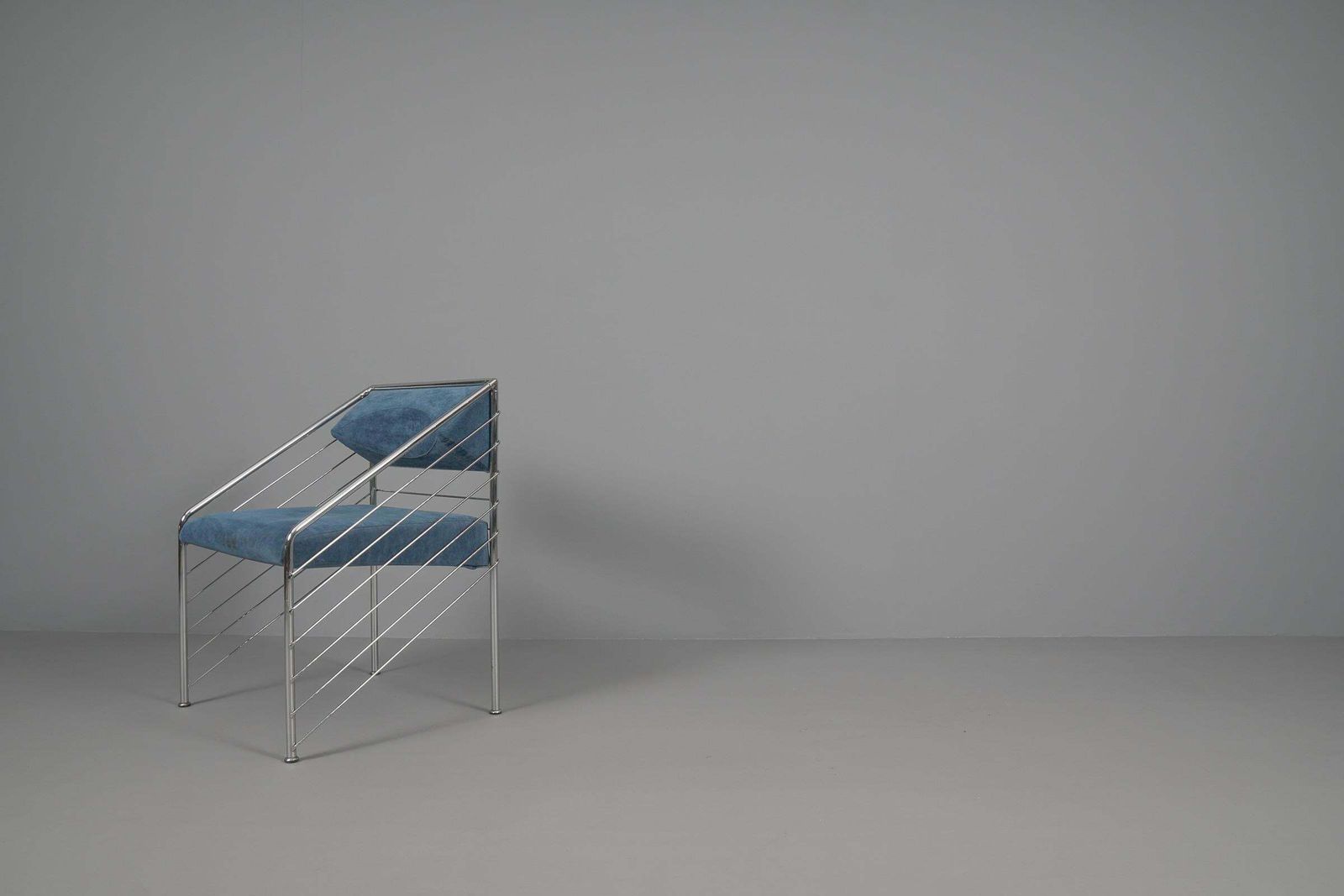 Rare Italian Armchair In Upholstery Fabric And Chrome Frame, 1970s photo for sale