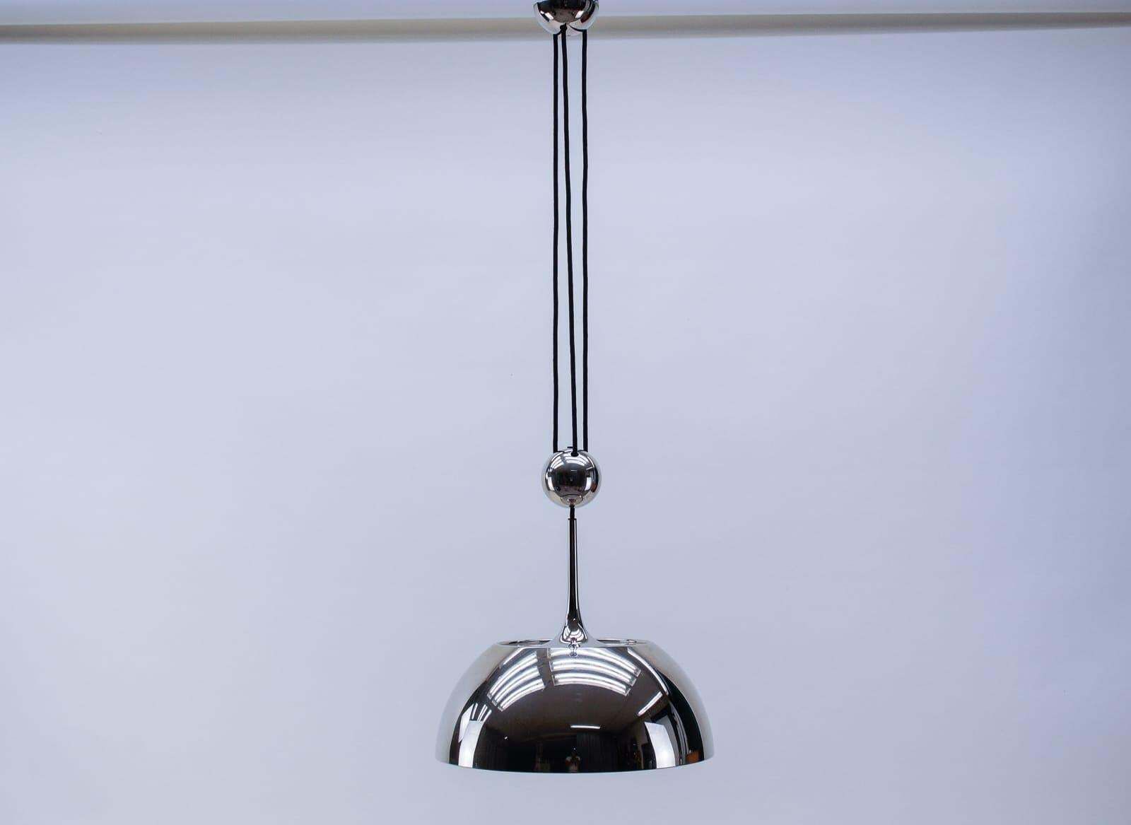 Florian Schulz Nickel Plated Pendant Lamp With Counterweight, Germany, 1970s photo furniture