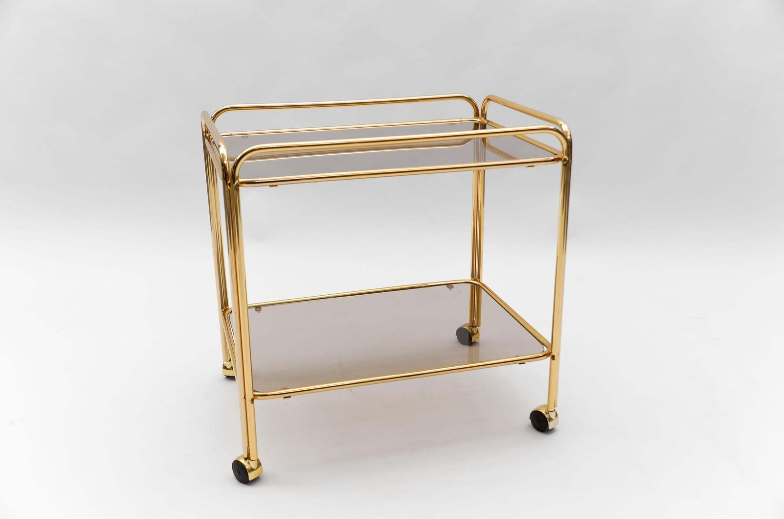 Lovely Elegant Mid Century Modern Brass Bar Cart, 1960s, France photo vintage