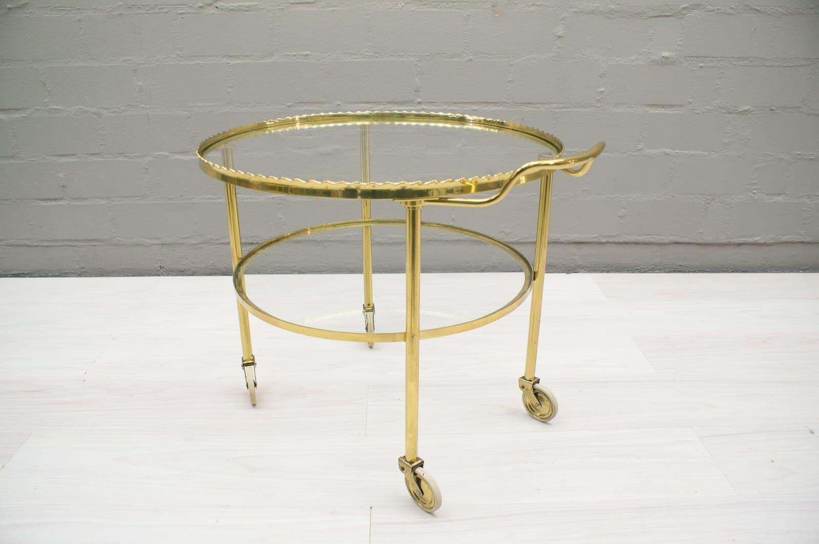 Brass Serving Trolley From Vereinigte Werkstätten Munich, Germany, 1950s photo furniture