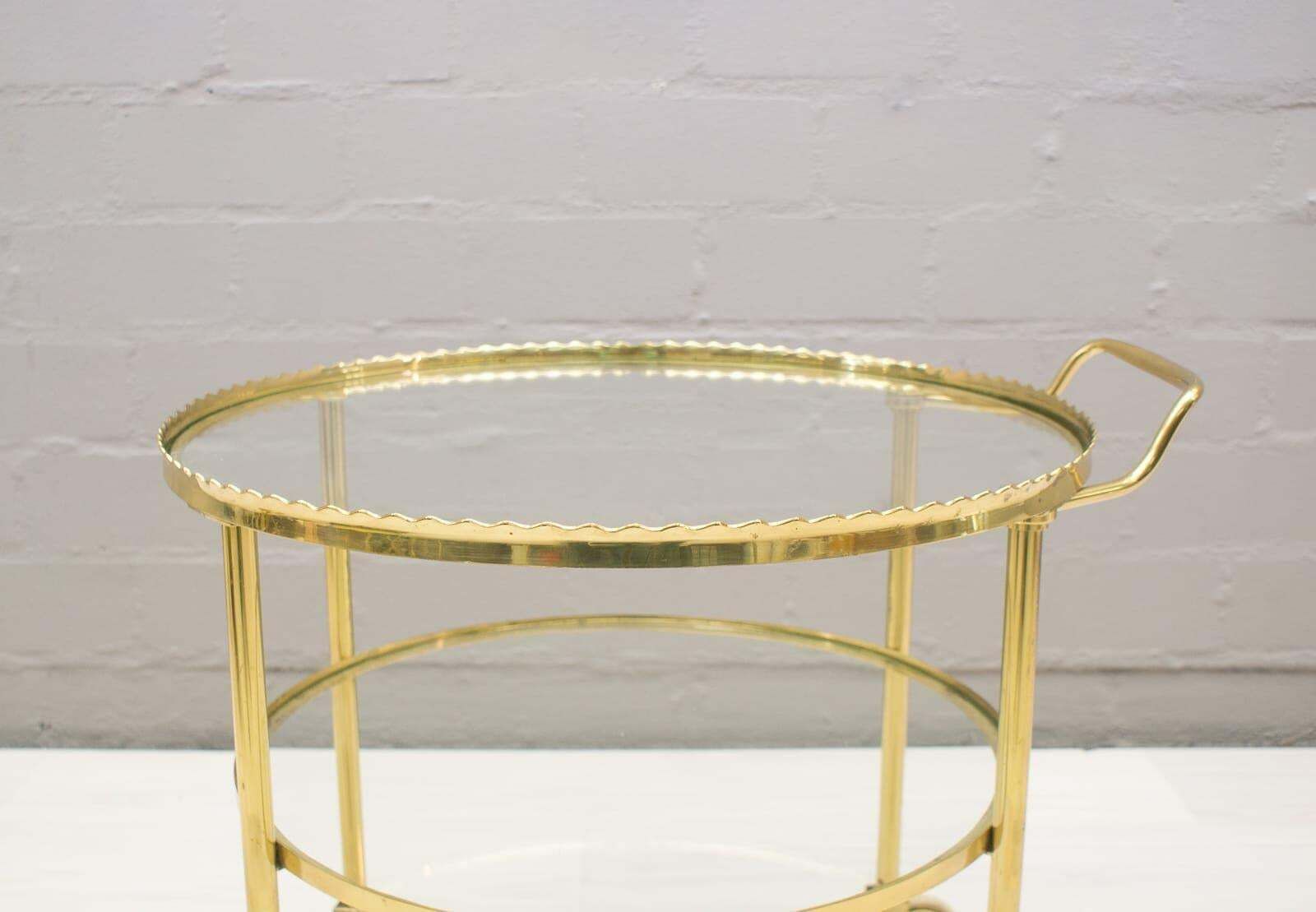 Brass Serving Trolley From Vereinigte Werkstätten Munich, Germany, 1950s photo vinterior