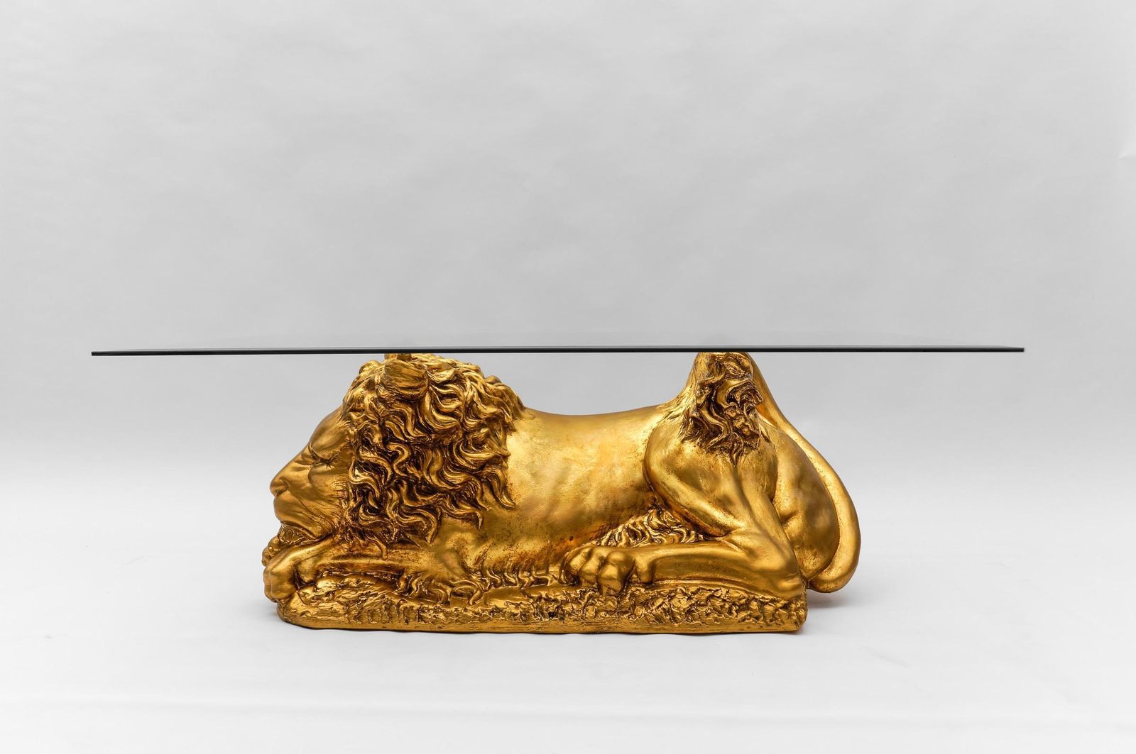Awesome Italian Ceramic Handcrafted Lion Coffee Table Base, 1960s photo furniture