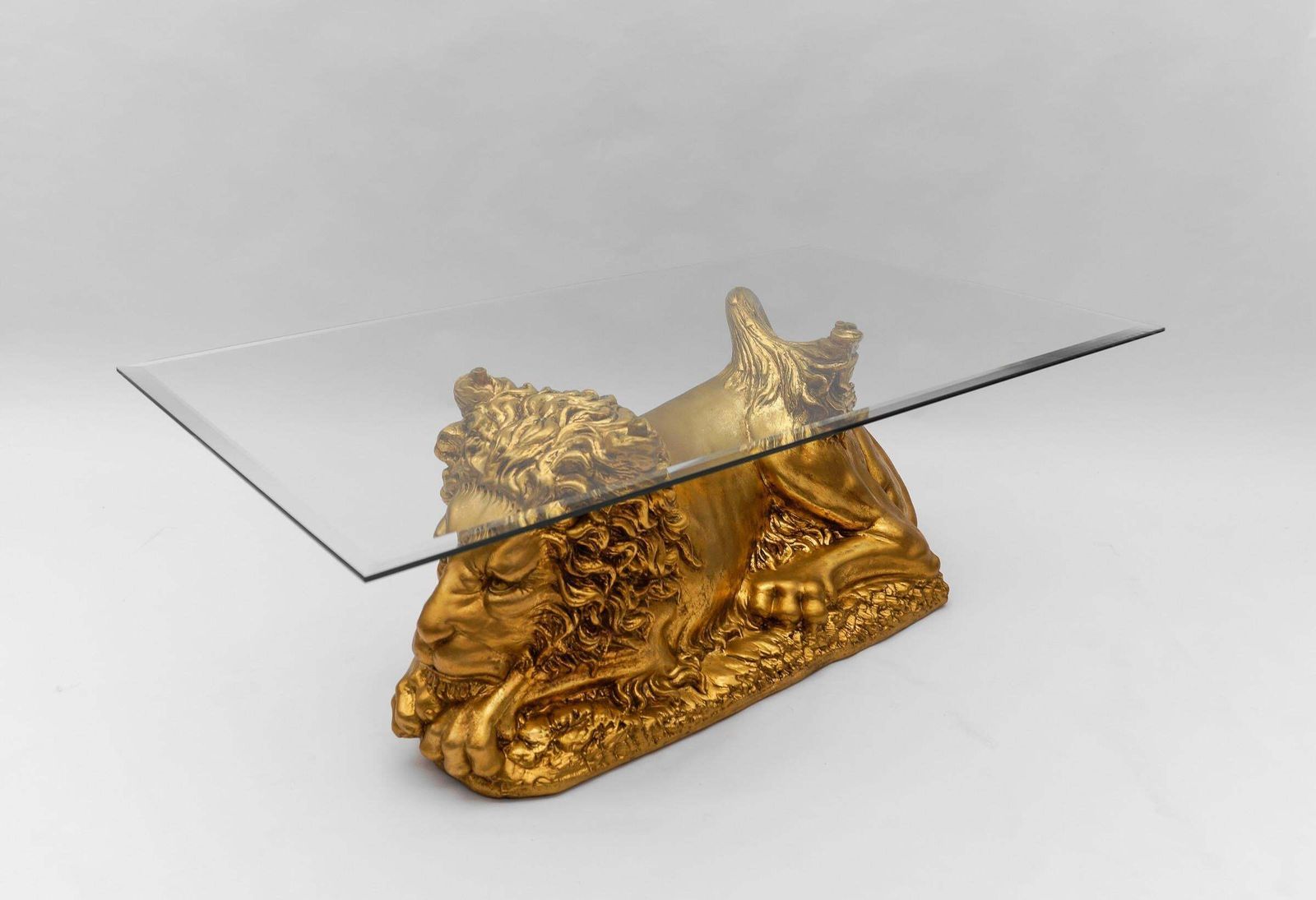 Awesome Italian Ceramic Handcrafted Lion Coffee Table Base, 1960s photo Furniture