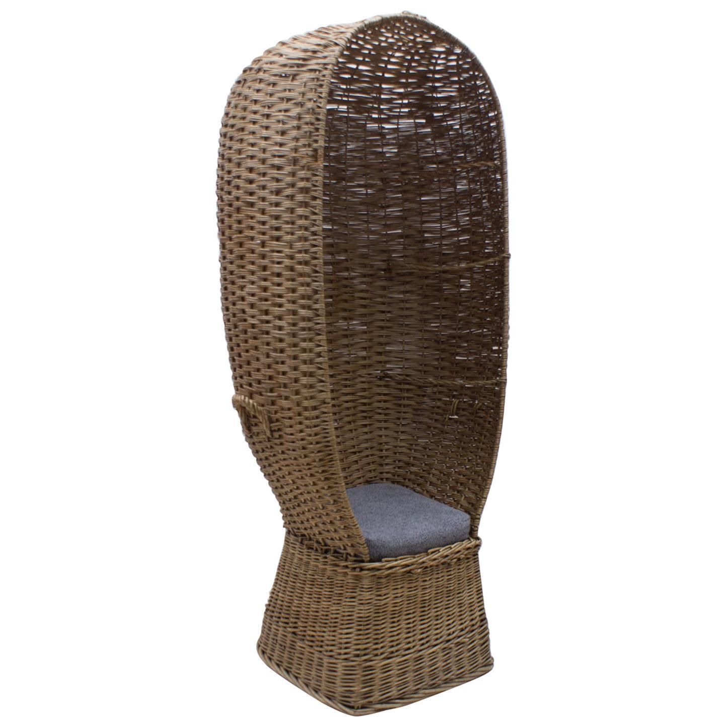 Large Italian Rattan Pool Or Beach Armchair, 1970s