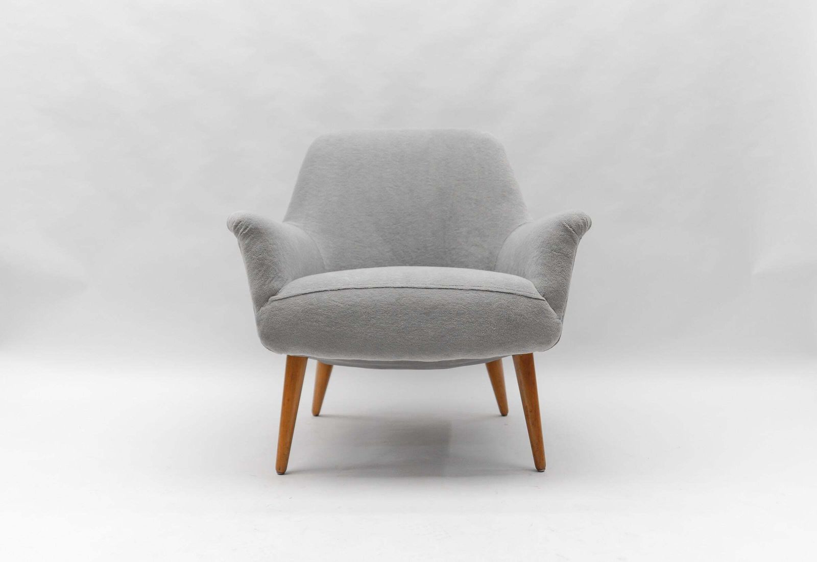 photo for sale Mid Century Armchairs In Teddy Fabric, 1950s, Set Of 2