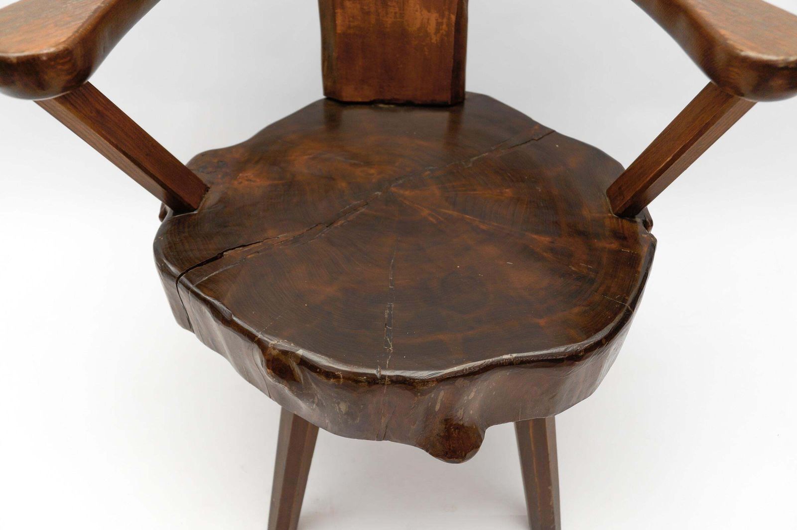 Furniture Mid Century Modern French Wooden Armchair, Pierre Chapo Attributed, 1960s photo