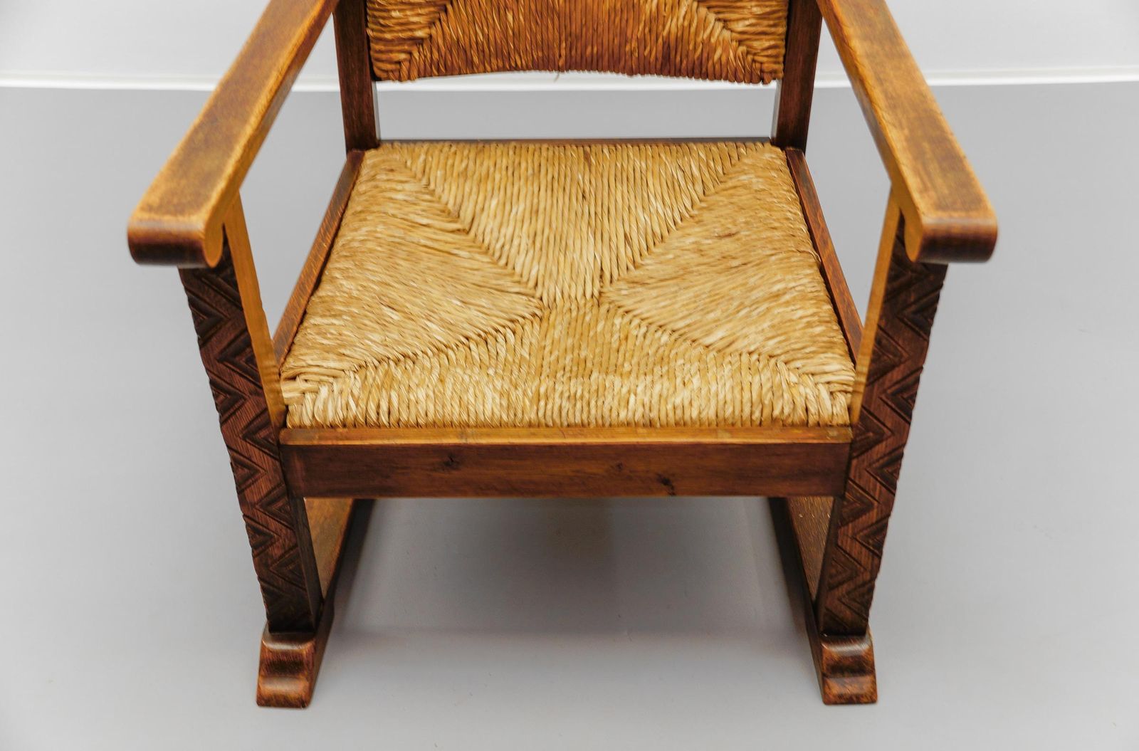 Furniture French Art Deco Wicker Armchair In The Style Of Francis Jourdain 1940s photo