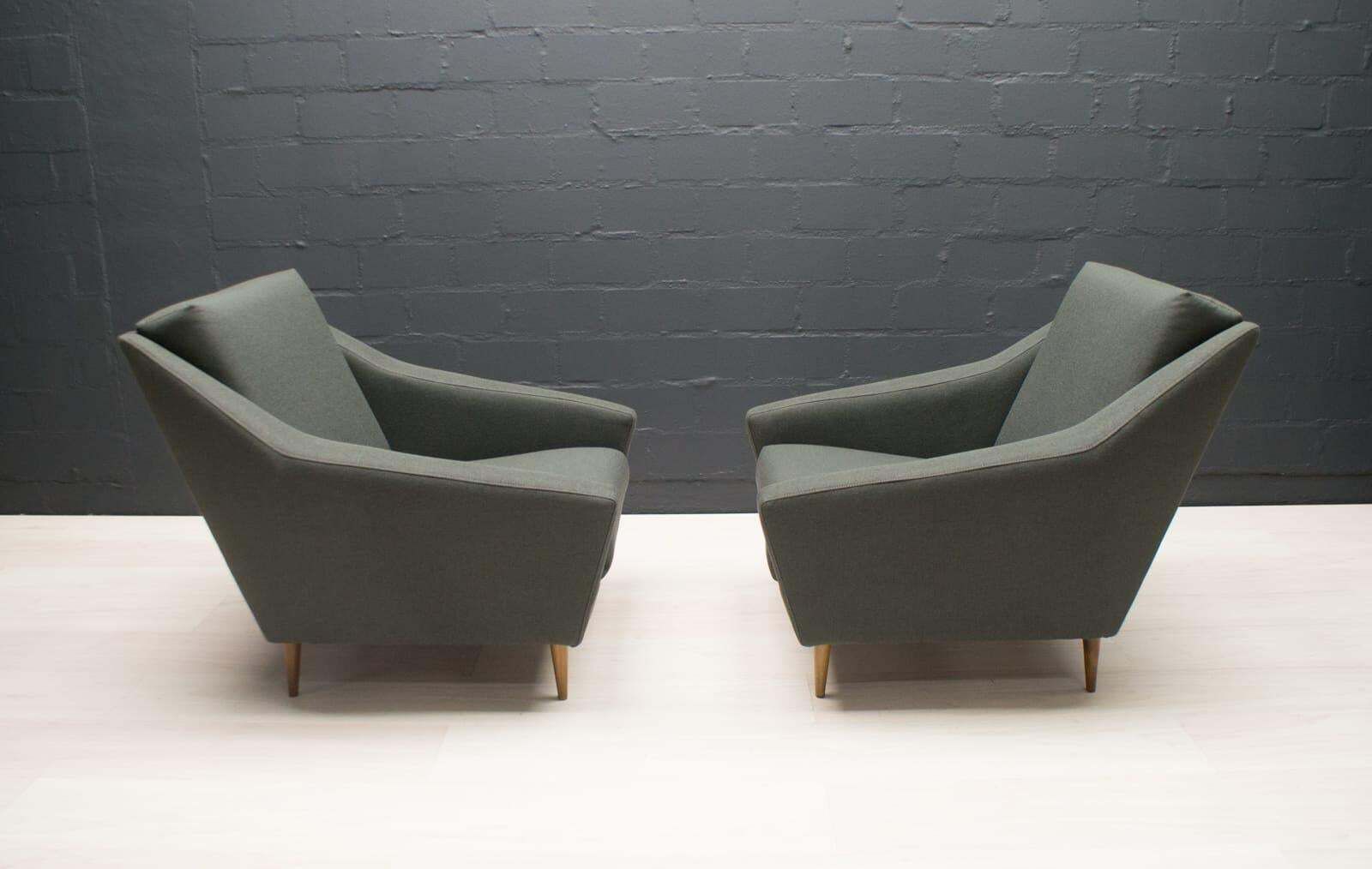 Set Of 2 Armchairs In Wood And Fabric By Eddie Harlis For Hans Kaufeld, 1960s photo 2378.0