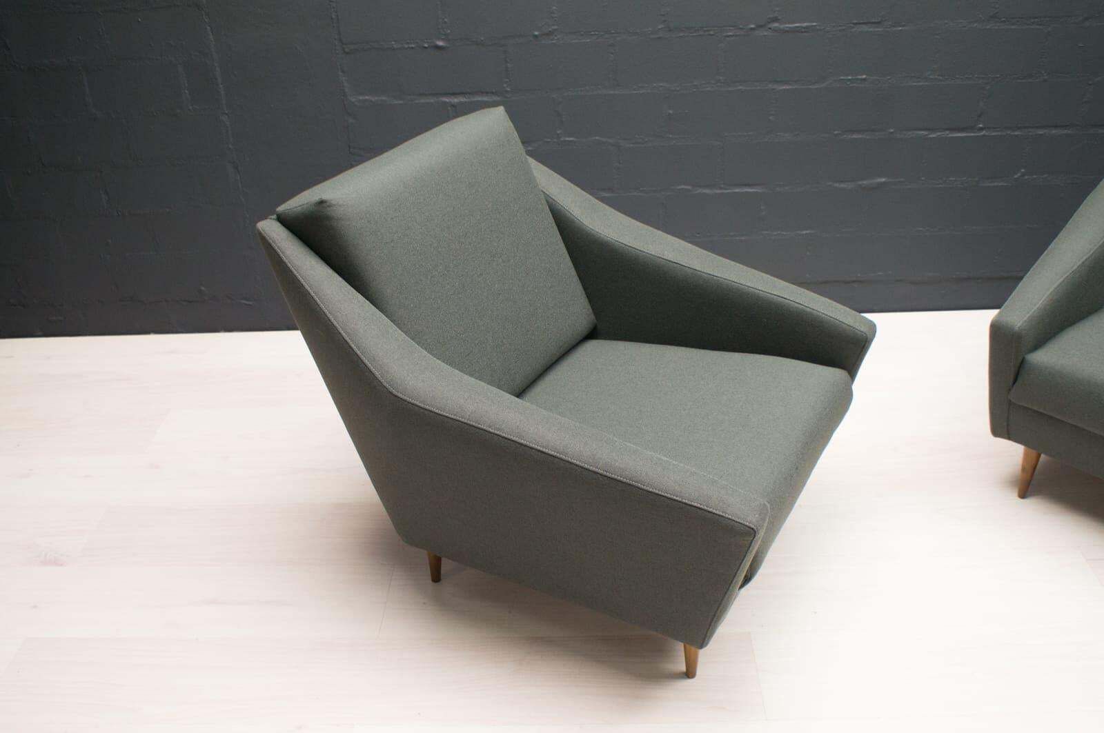 2378.0 Set Of 2 Armchairs In Wood And Fabric By Eddie Harlis For Hans Kaufeld, 1960s photo