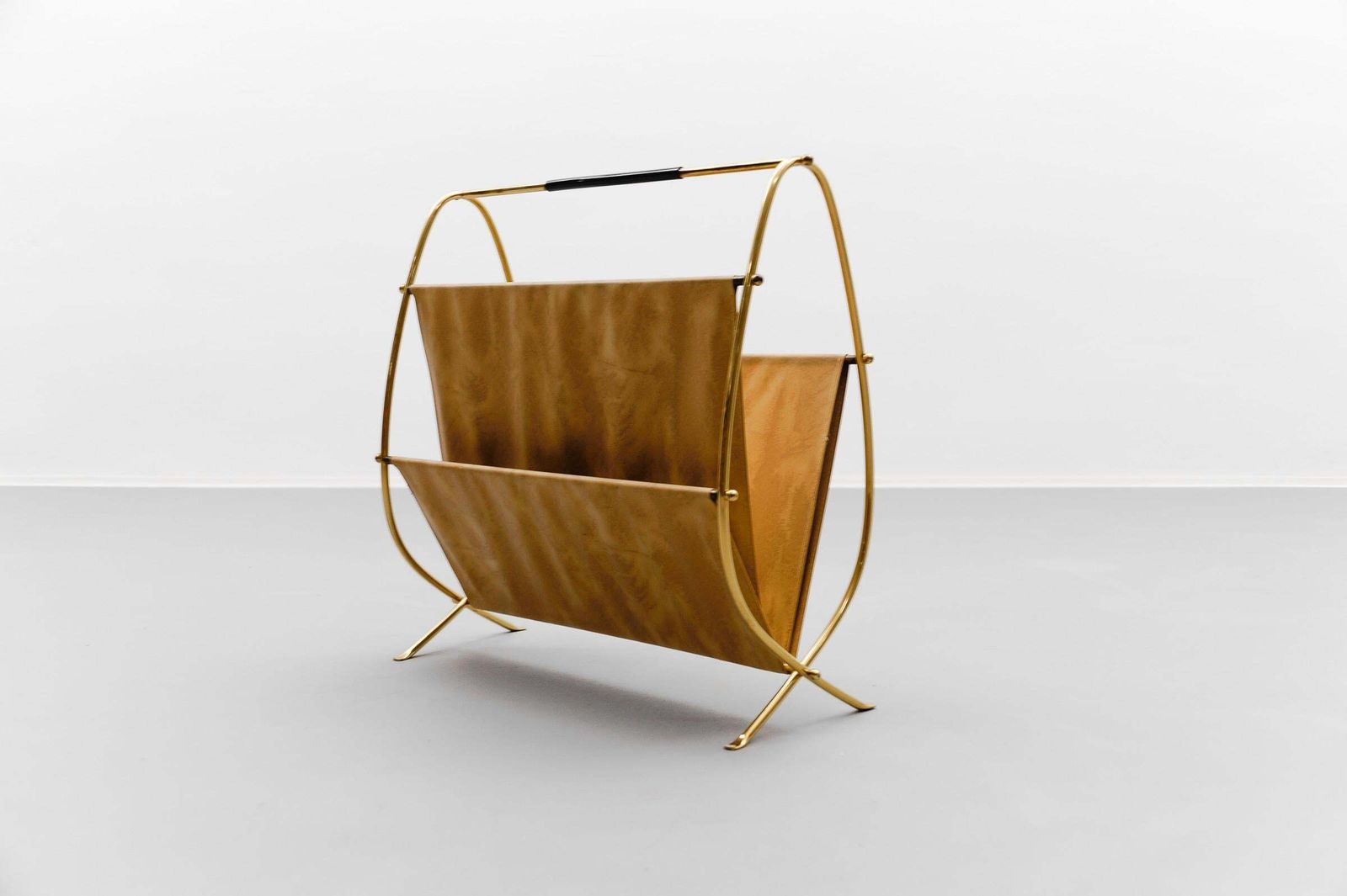 Mid Century Modern Brass Magazine Rack, 1950s Italy photo furniture