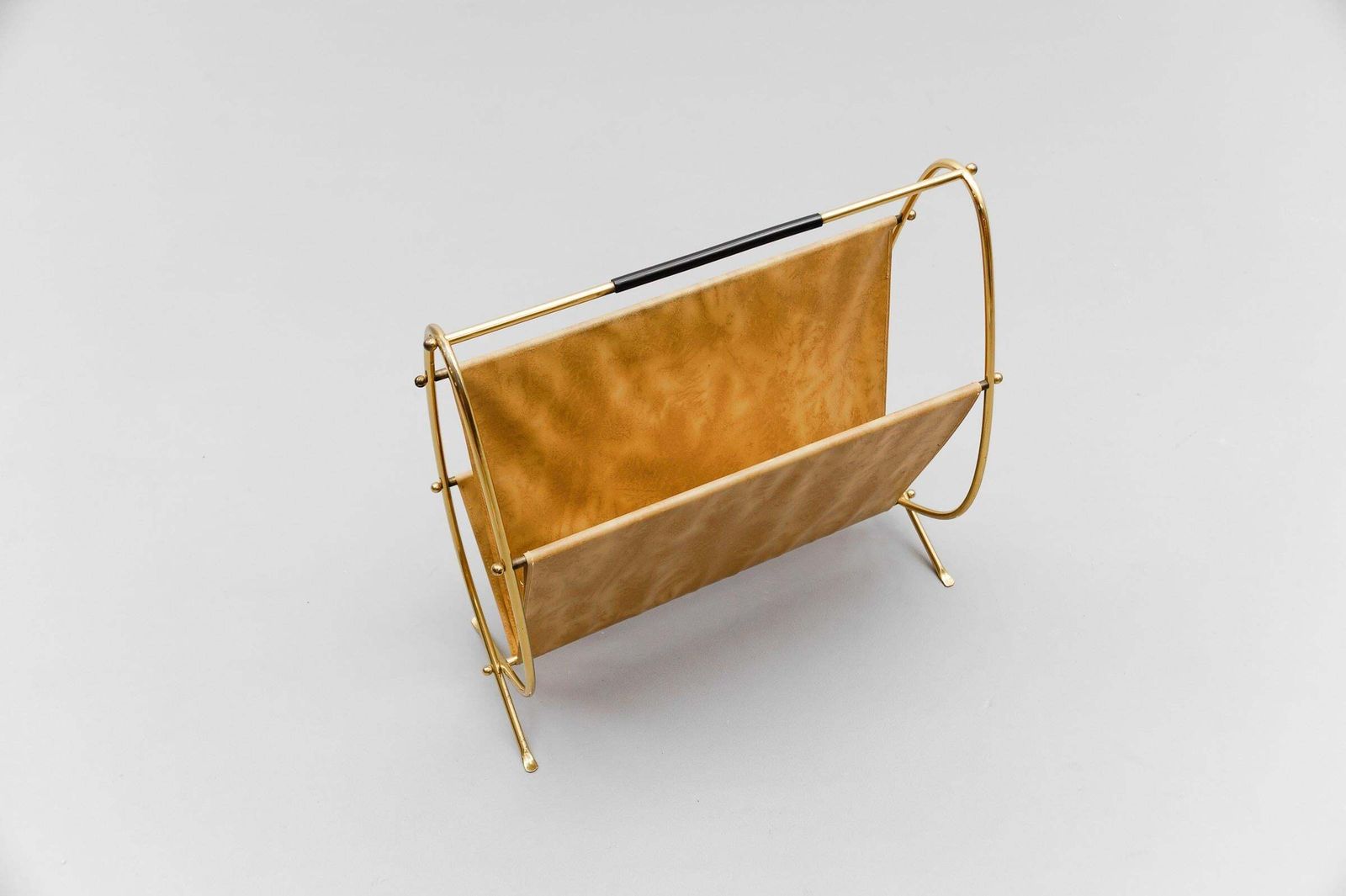 Mid Century Modern Brass Magazine Rack, 1950s Italy photo buy