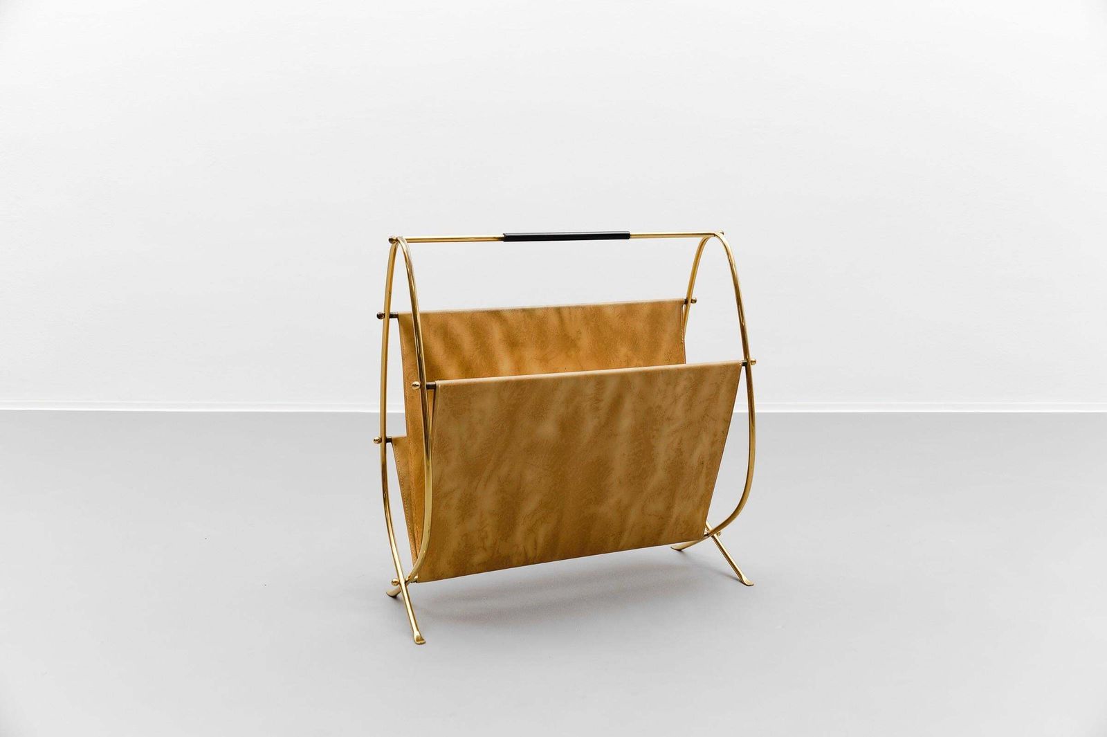 Mid Century Modern Brass Magazine Rack, 1950s Italy photo vintage