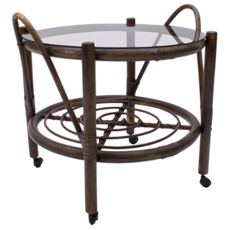 Italian Riviera Bamboo And Rattan Bar Cart Serving Trolley, 1960s