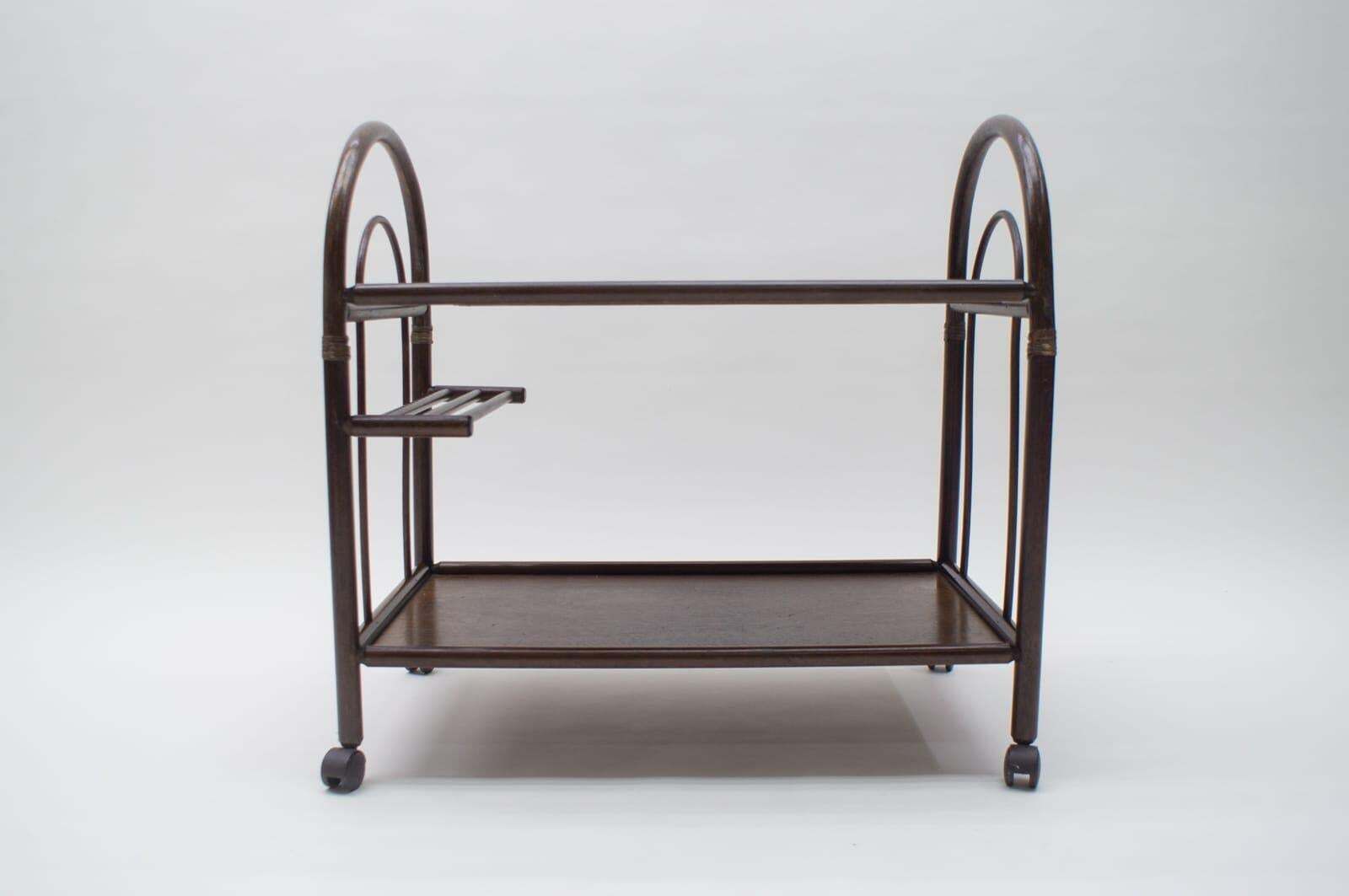 Lovely Italian Riviera Bamboo And Rattan Bar Cart Serving Trolley, 1960s photo Furniture