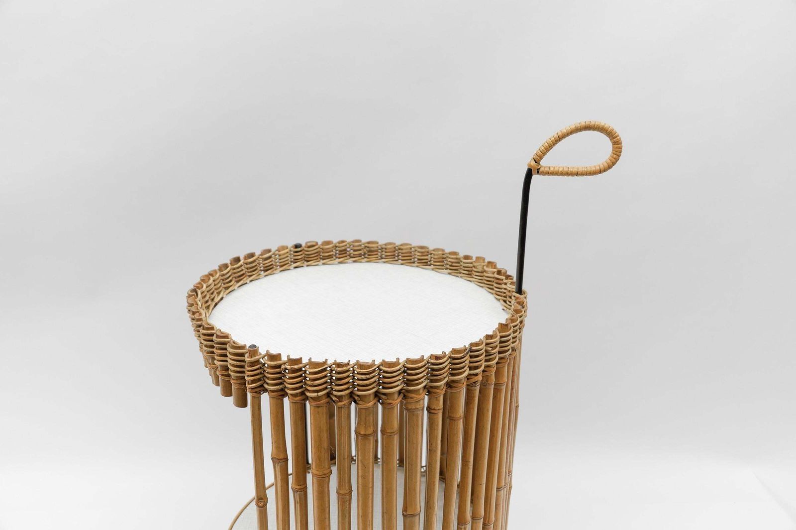 Stunning Mid Century Modern Round Serving Cart In Bamboo And Metal, 1950s photo buy