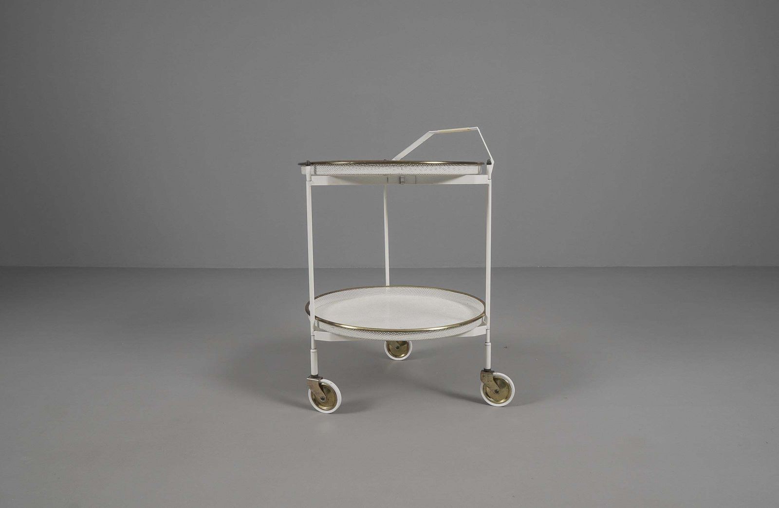 photo buy Mid Century Modern Bar Cart With Removable Trays In Mategot Style, France, 1950s