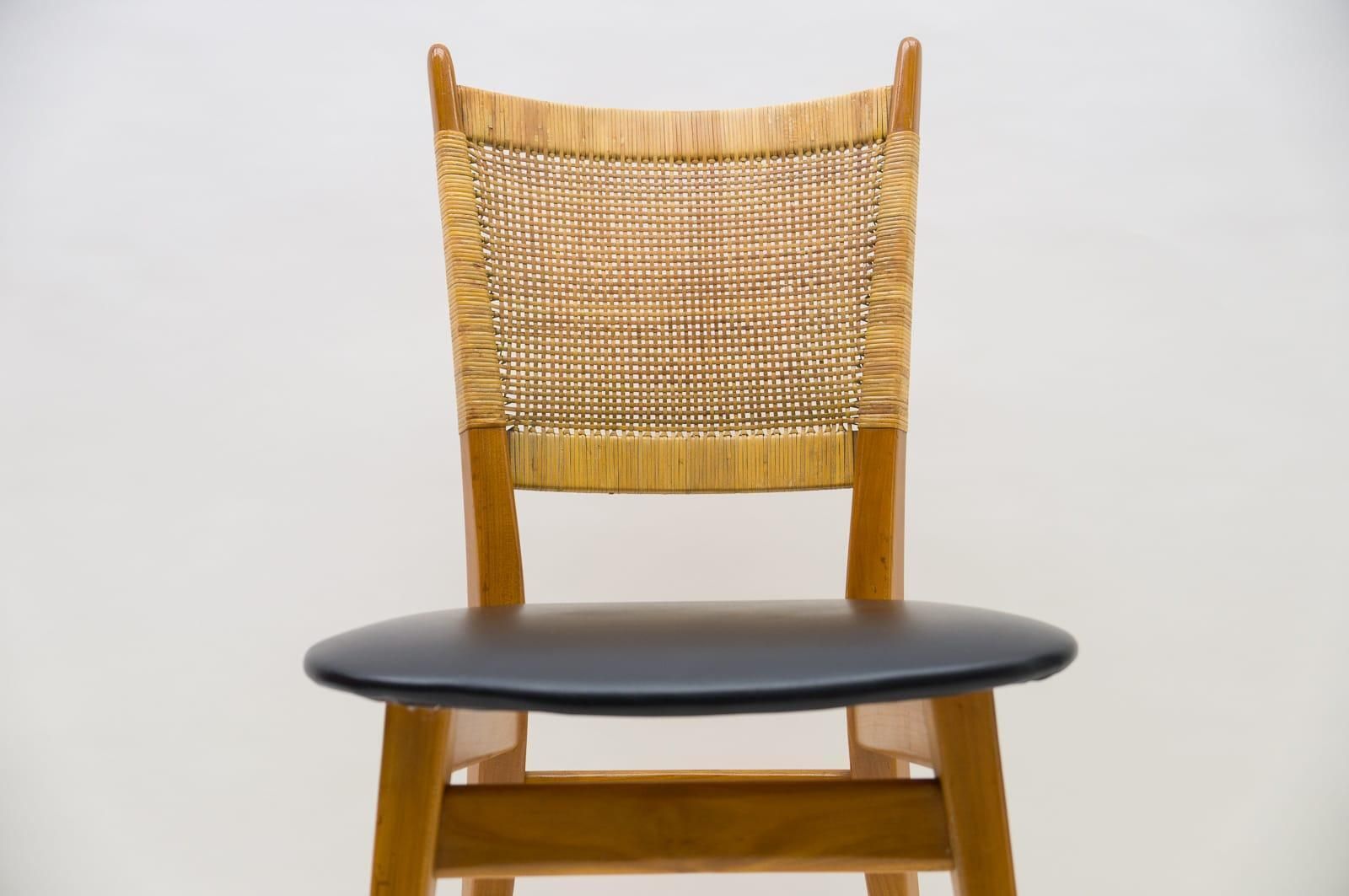 Wooden And Leather Dining Chair, Germany, 1950s photo vinterior