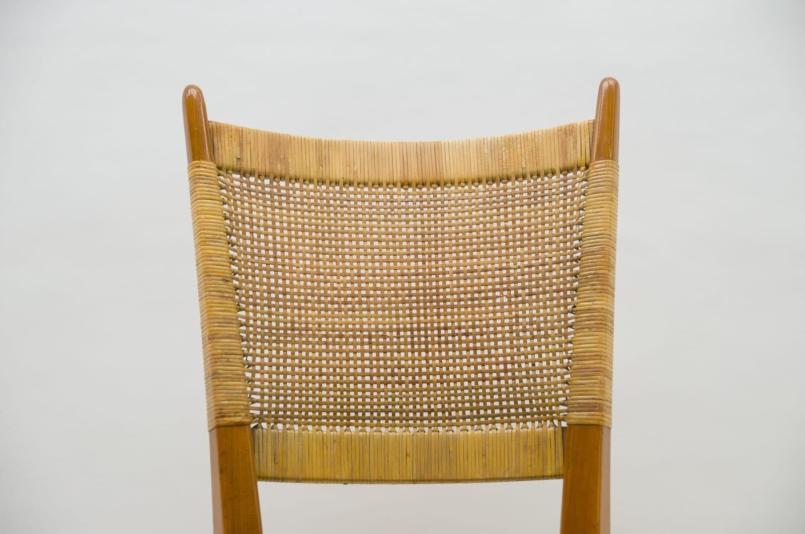 photo furniture Wooden And Leather Dining Chair, Germany, 1950s