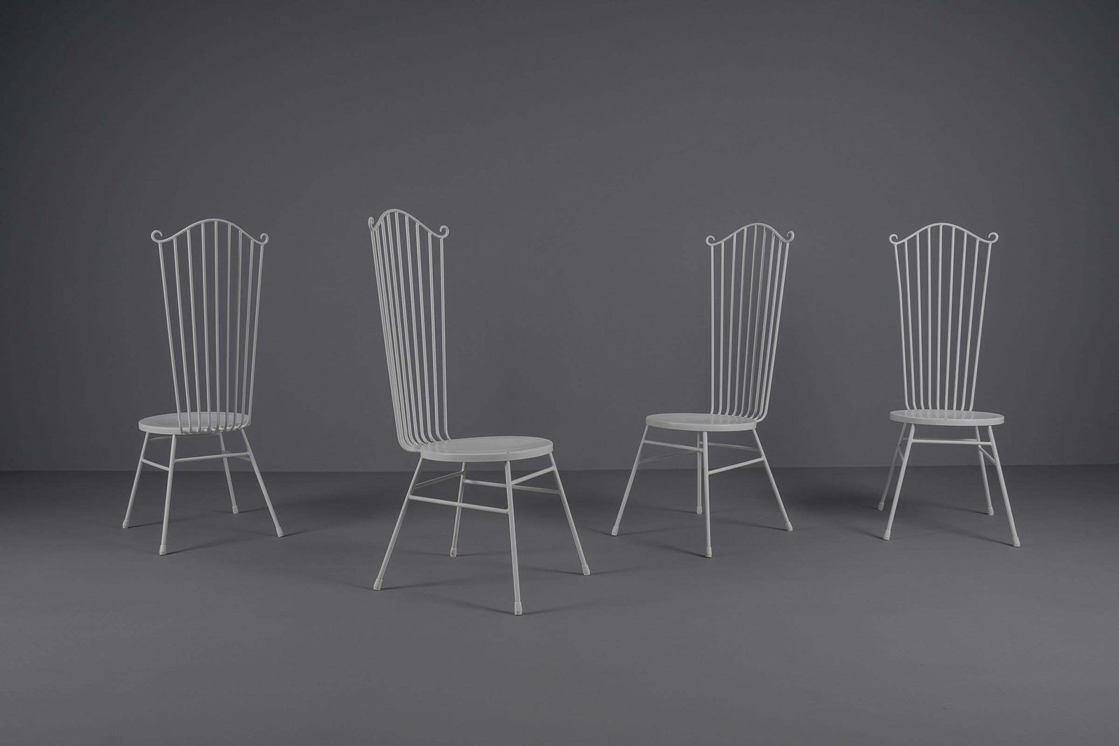 Metal Chairs With High Back By Bele Bachem For Münchner Boulevard Möbel, 1950s photo furniture