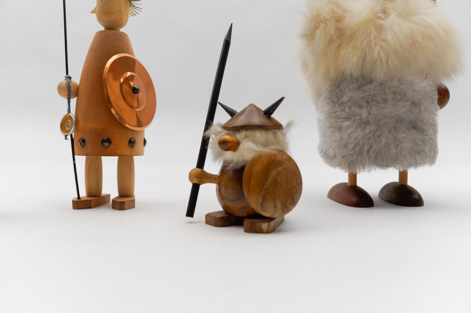 photo for sale Lovely Set Of 6 Scandinavian Wooden Danish Vikings, 1950s